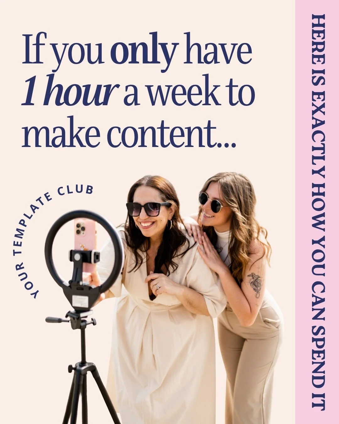 If you only have an hour a week for Instagram&hellip; this is how to actually make it work as a member of Your Template Club!⁠
⁠
Step 1️⃣ Open your monthly content pack⁠
Step 2️⃣ Customize with your brand + our AI assistant⁠
Step 3️⃣ Schedule and mov