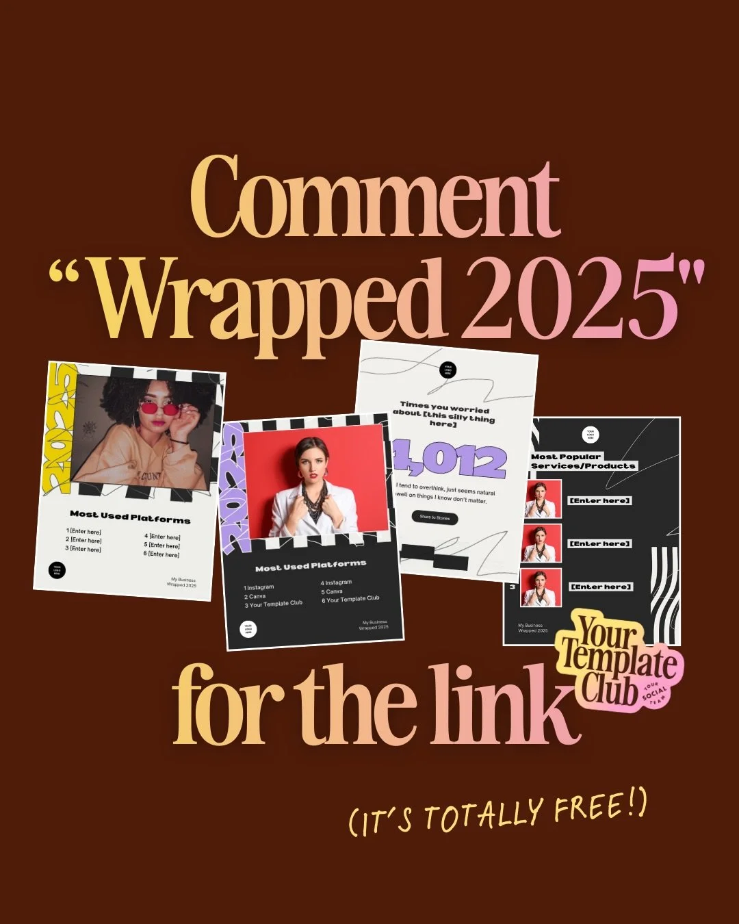 Comment &ldquo;WRAPPED25&rdquo; ✨ Our FREE Wrapped 2025 Carousel Templates are here! ✨ Just on the hottest trend if the year on the internet in minutes with these Spotify Wrapped parody templates!⁠
⁠
We&rsquo;ve been creating these Instagram Wrapped 