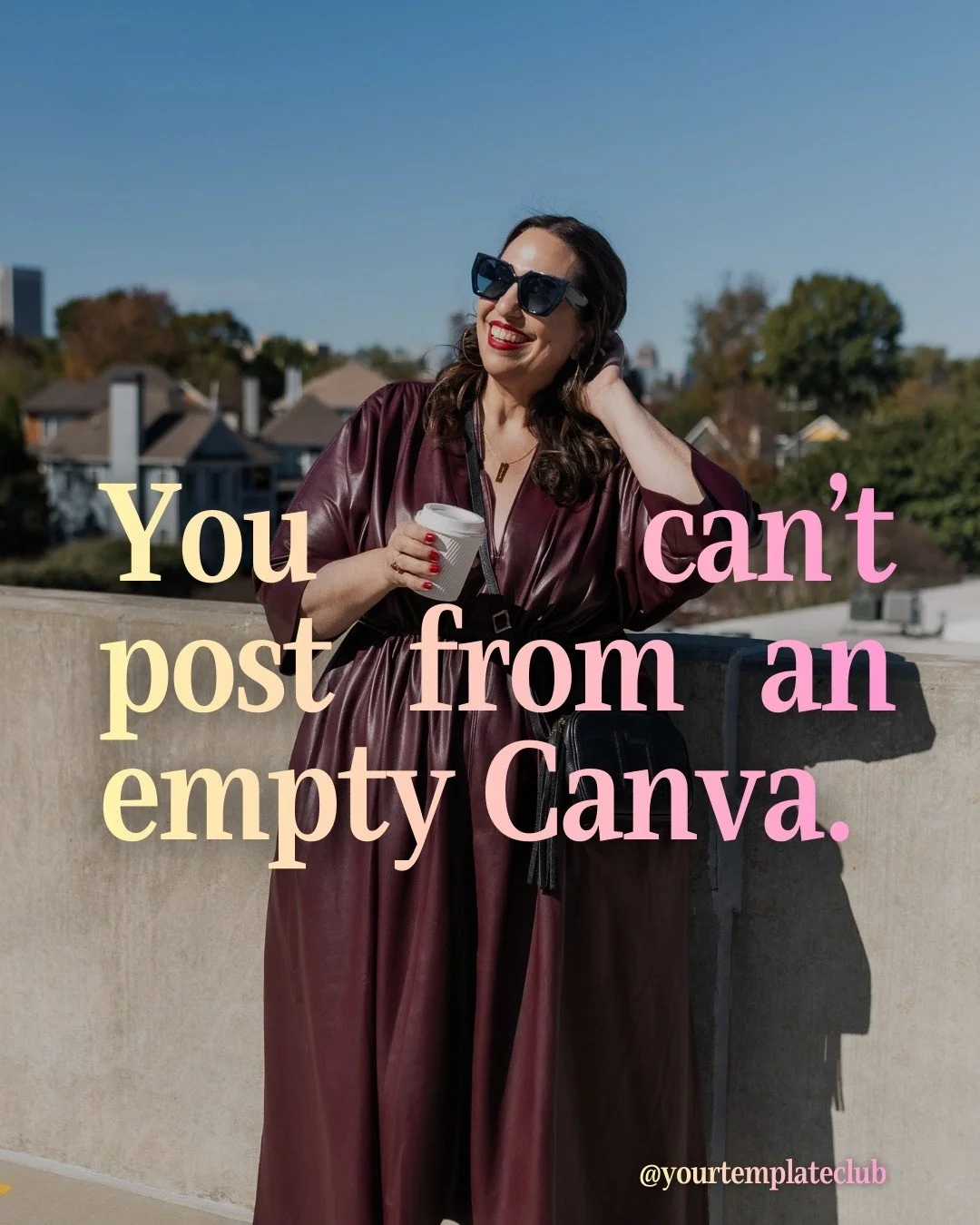 You can&rsquo;t pour from an empty cup&hellip; and you definitely can&rsquo;t post from an empty Canva design 💅⁠
⁠
If opening Canva feels like staring into the void, it might be time for Your Template Club.⁠
⁠
Inside Your Template Club, you&rsquo;ll