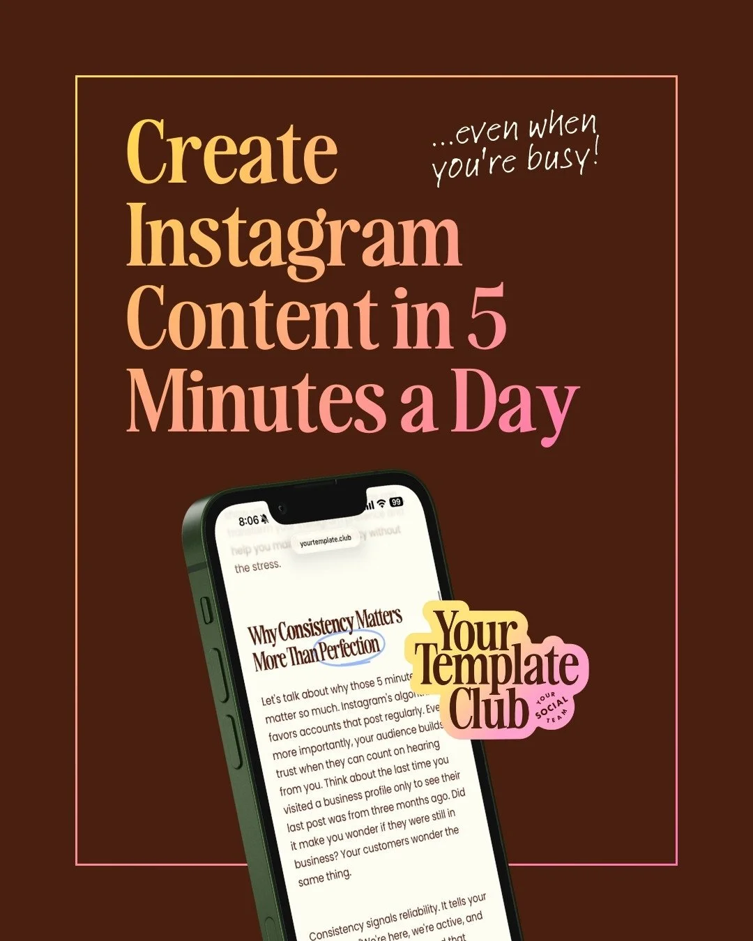 If you only have five minutes a day for Instagram, this post is for you.⁠
⁠
And if you are ready to join Your Template Club ✨ Comment "DACLUB"