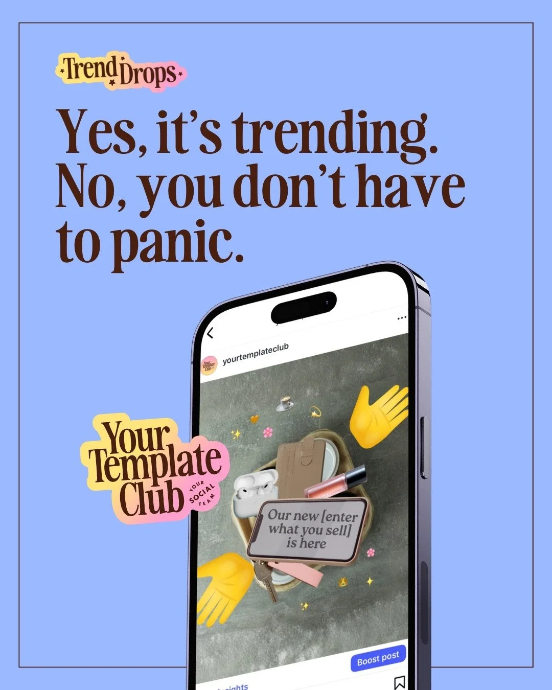Trend Drops are the best thing that's happened to Your Template Club since... we dunno... since we started it! 😆⁠
⁠
Trend Drops are here to help you jump on Instagram trends the moment they start trending!⁠
⁠
And we curate and decide which ones are 