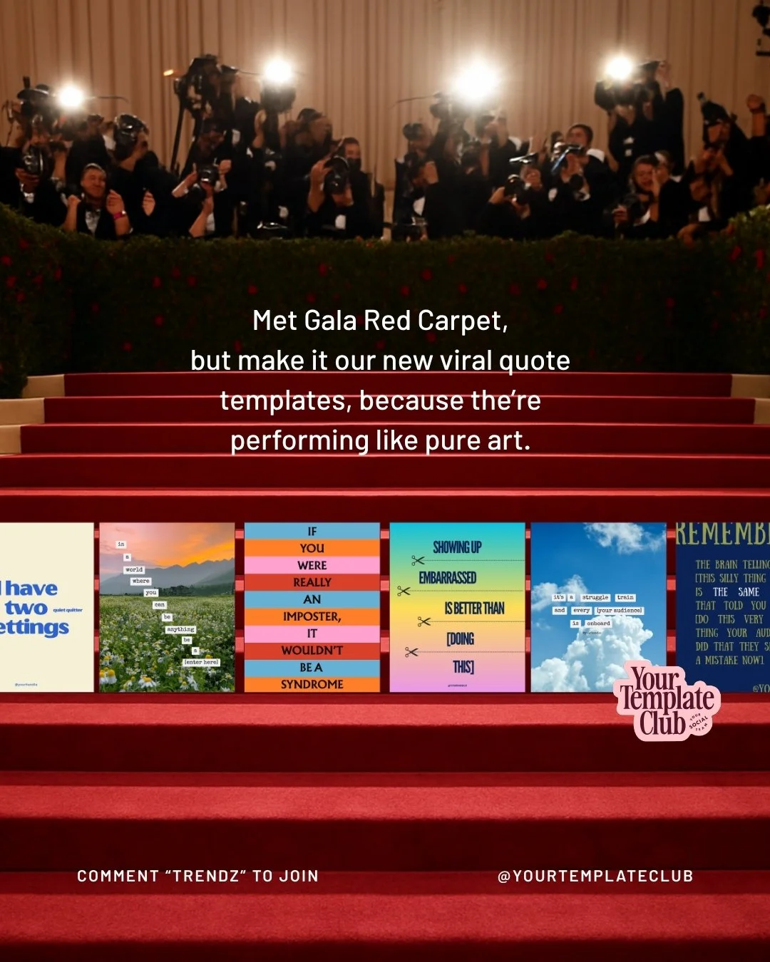 The cameras are out, the red carpet is rolled, and our new quote templates are having their moment. 🌟

These are not your average quotes, these are stopping scrolls and pulling stats members have not seen in months.

Grab them inside of Your Templat