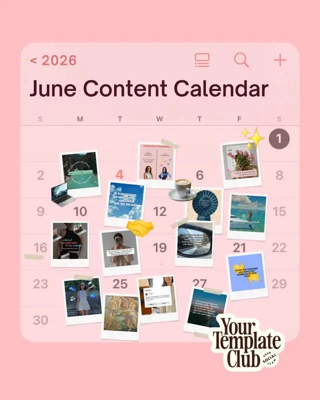 *NEW* Monthly Content Pack dropped for June 2026 👏⁠
⁠
We take the time to batch your content for the ENTIRE month, using templates from inside our library, tweaked for the month ahead!⁠
⁠
This has everything you need from...⁠
⁠
👉 Feed Posts, Carous