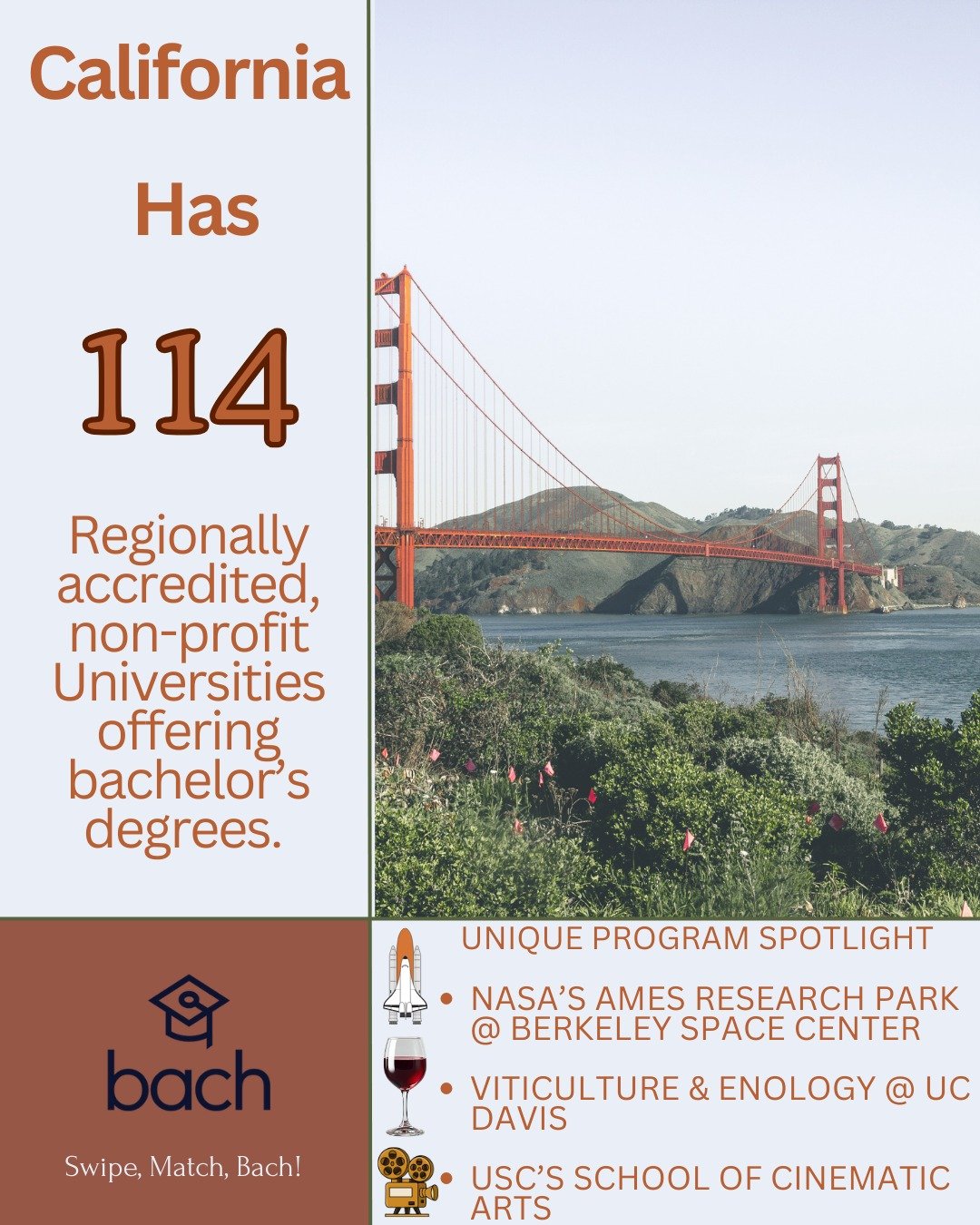This week we are exploring California's 114 Universities. Will be making this a double post because there are so many amazing schools across the state! Some of our favorite programs include @nasa's Ames Research Park being built @ucberkeleyofficial s