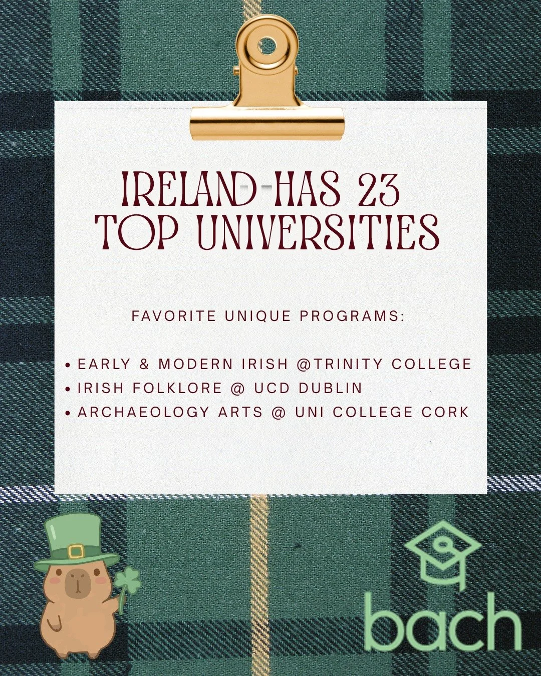 Happy St. Patrick's Day! Our team felt inspired to research the top colleges in Ireland. We found 23 excellent Universities. Our favorite degrees include Early &amp; Modern Irish @trinitycollegedublin - Irish Folklore @universitycollegedublin - Archa