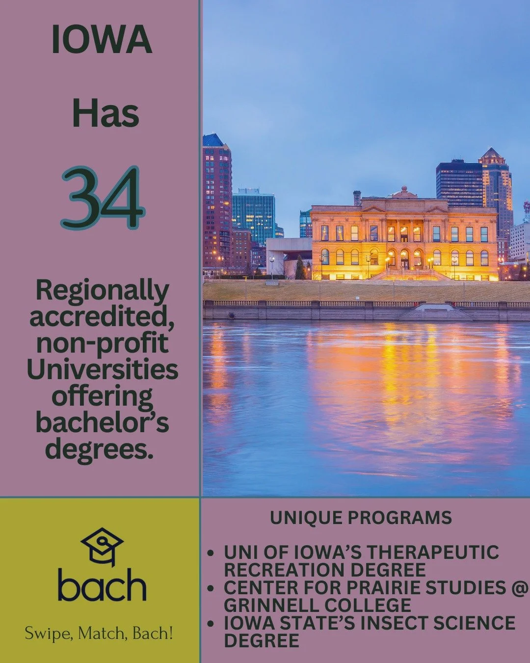 This week our team has been researching all of the great educational institutions in Iowa. There are 34 accredited Colleges and Universities in the state to choose from. We found interesting degrees such as Therapeutic Recreation @uiowa - the Center 