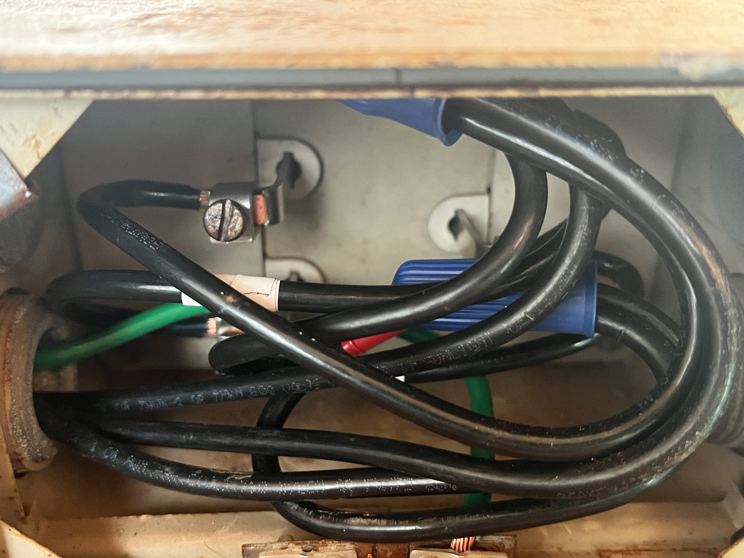 Inside wire box. #6 wire.