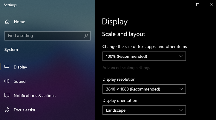 Windows 10显示设置