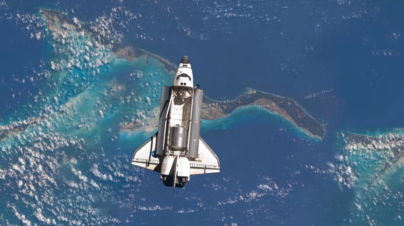 Atlantis Space Shuttle Orbiting Earth