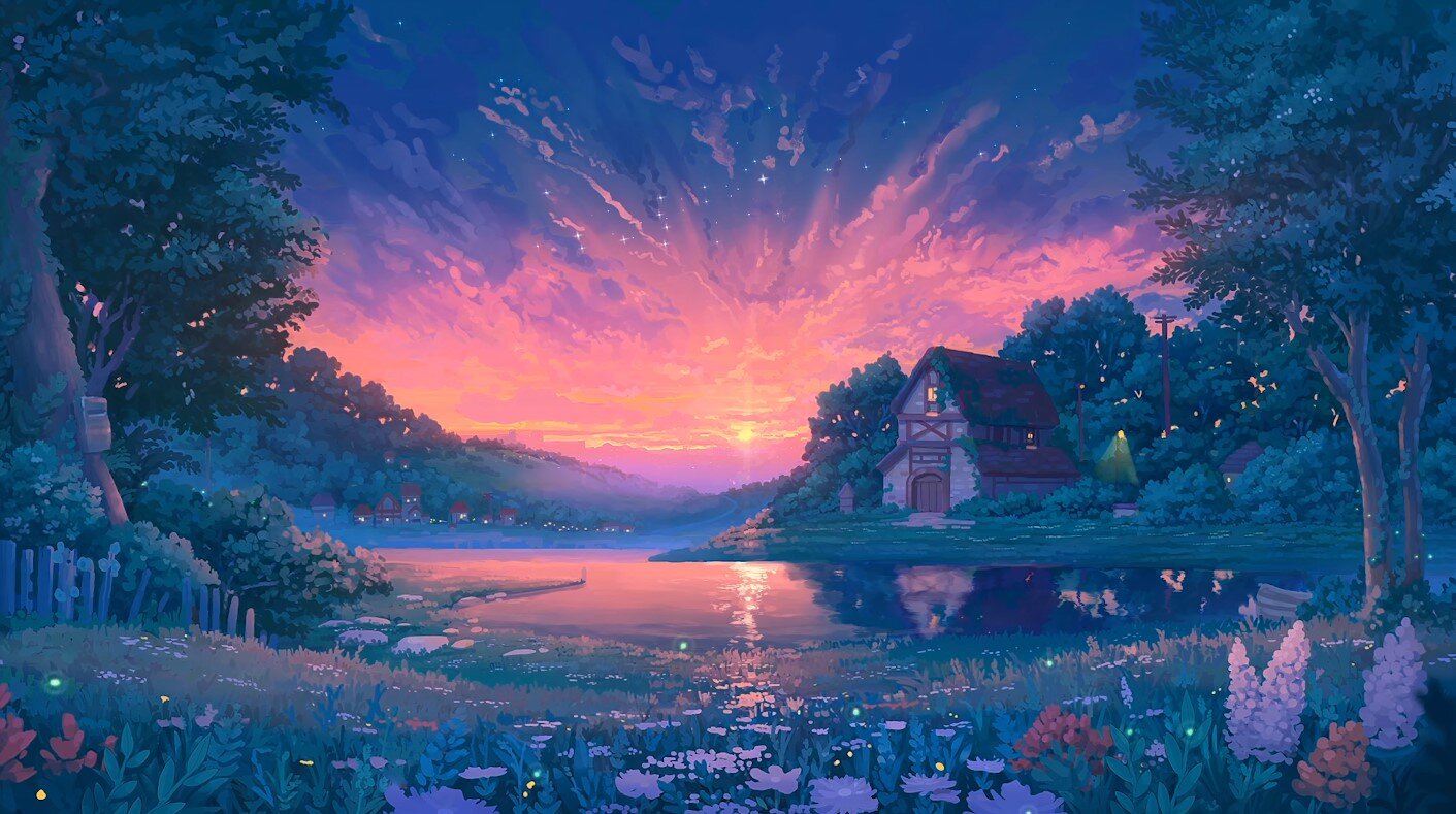 4K PC Wallpaper: Chill Lake Landscape Illustration