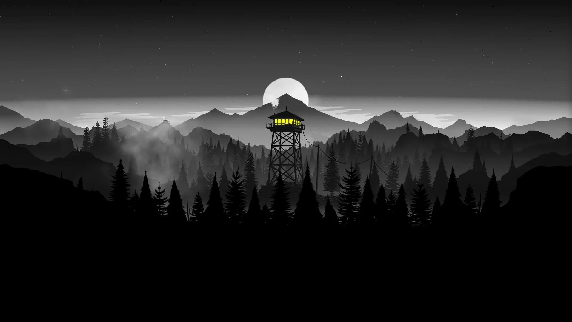 Black And White Firewatch Tower