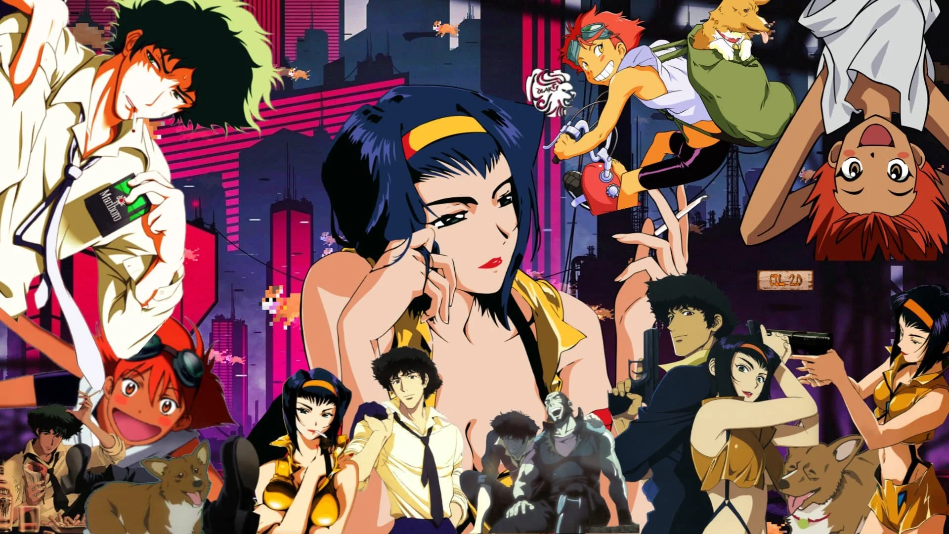 Vibrant Cowboy Bebop Animated Wallpaper | Iconic Characters Scene