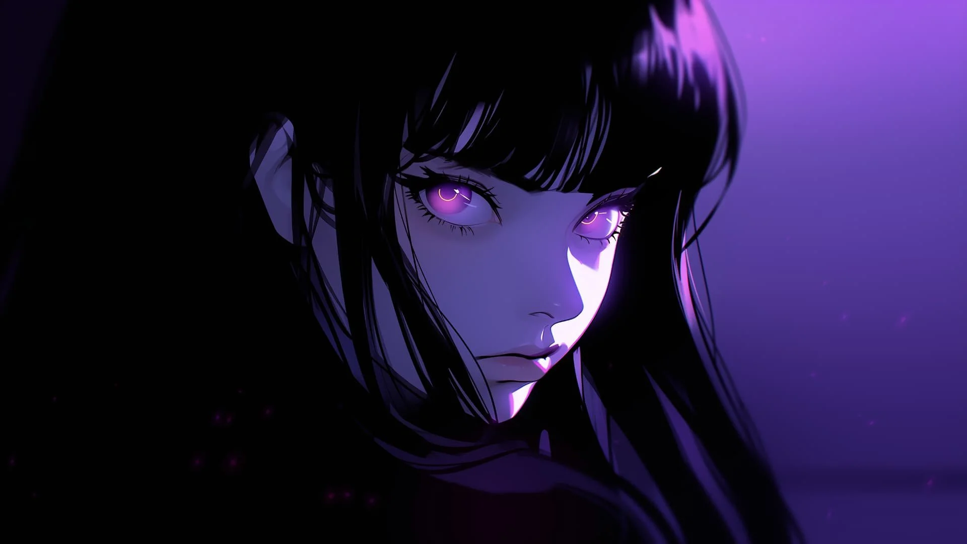Anime Girl With Purple Eyes