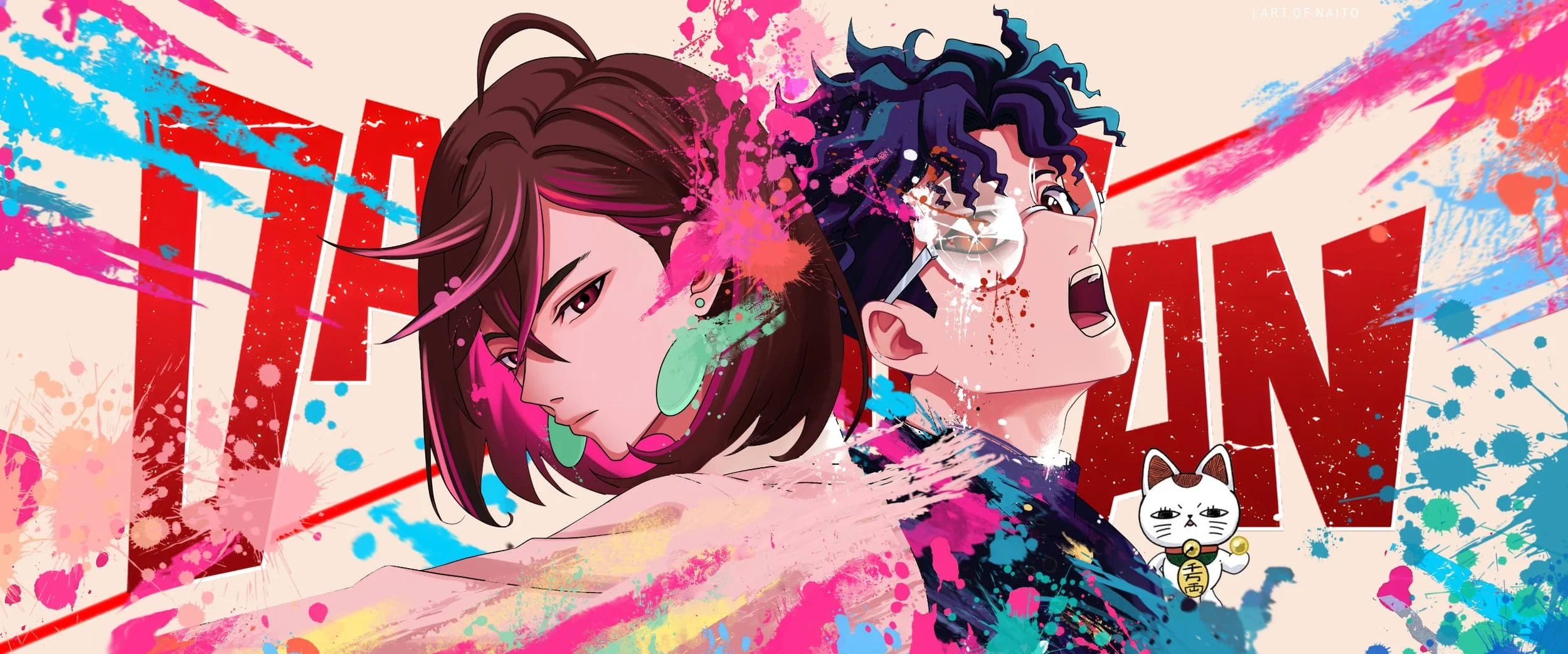Momo &amp; Okarun Paint-Splash | Dandadan