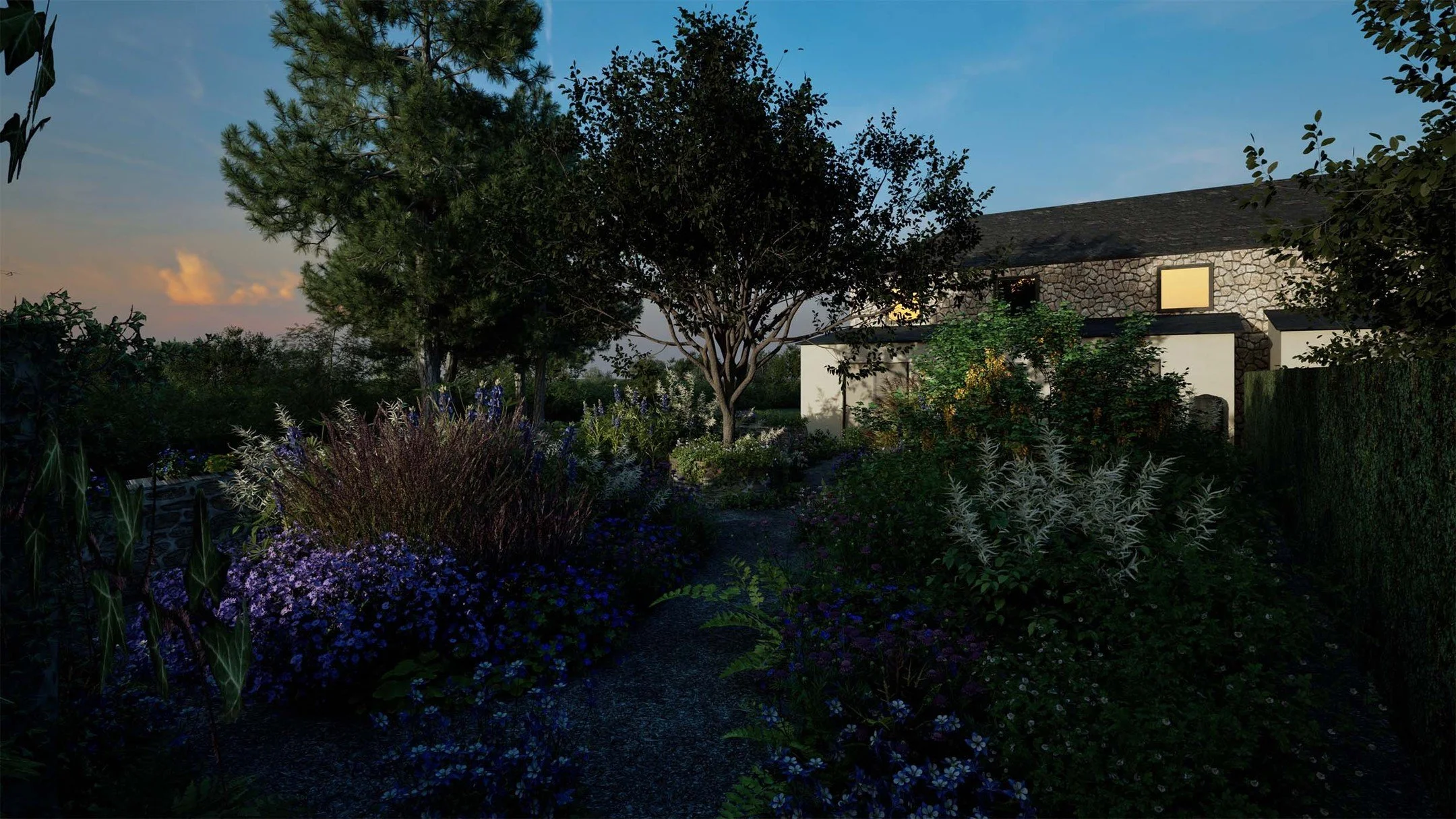 An evening light view of the Cornwall garden for pollinators.

Time for the nocturnal pollinators to come out, mainly moths who provide food for bats.

Designed with amazingly useful 3D tech, @vectorworks @twinmotionofficial @globe_plants .