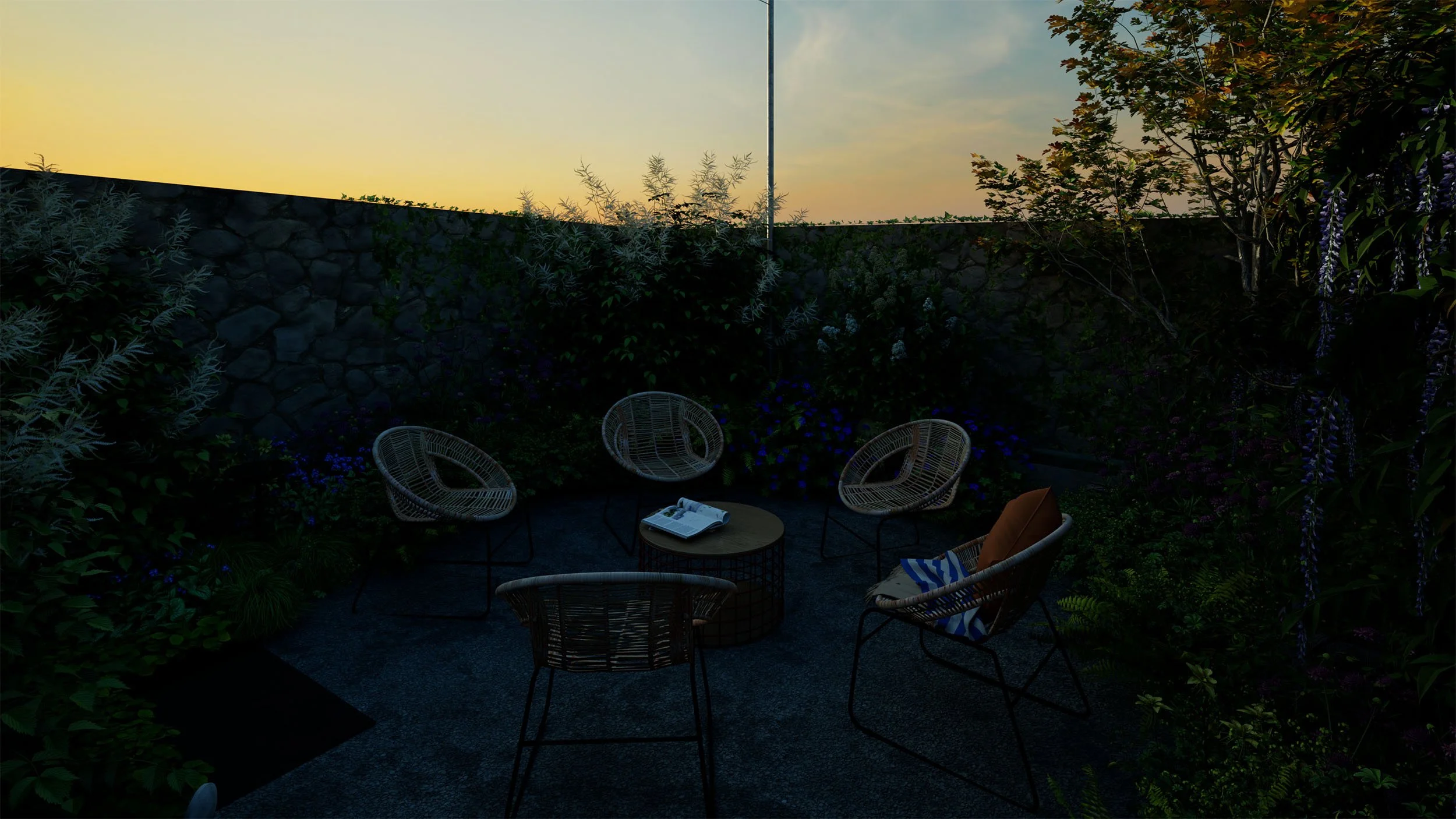 View from the garden storage - evening