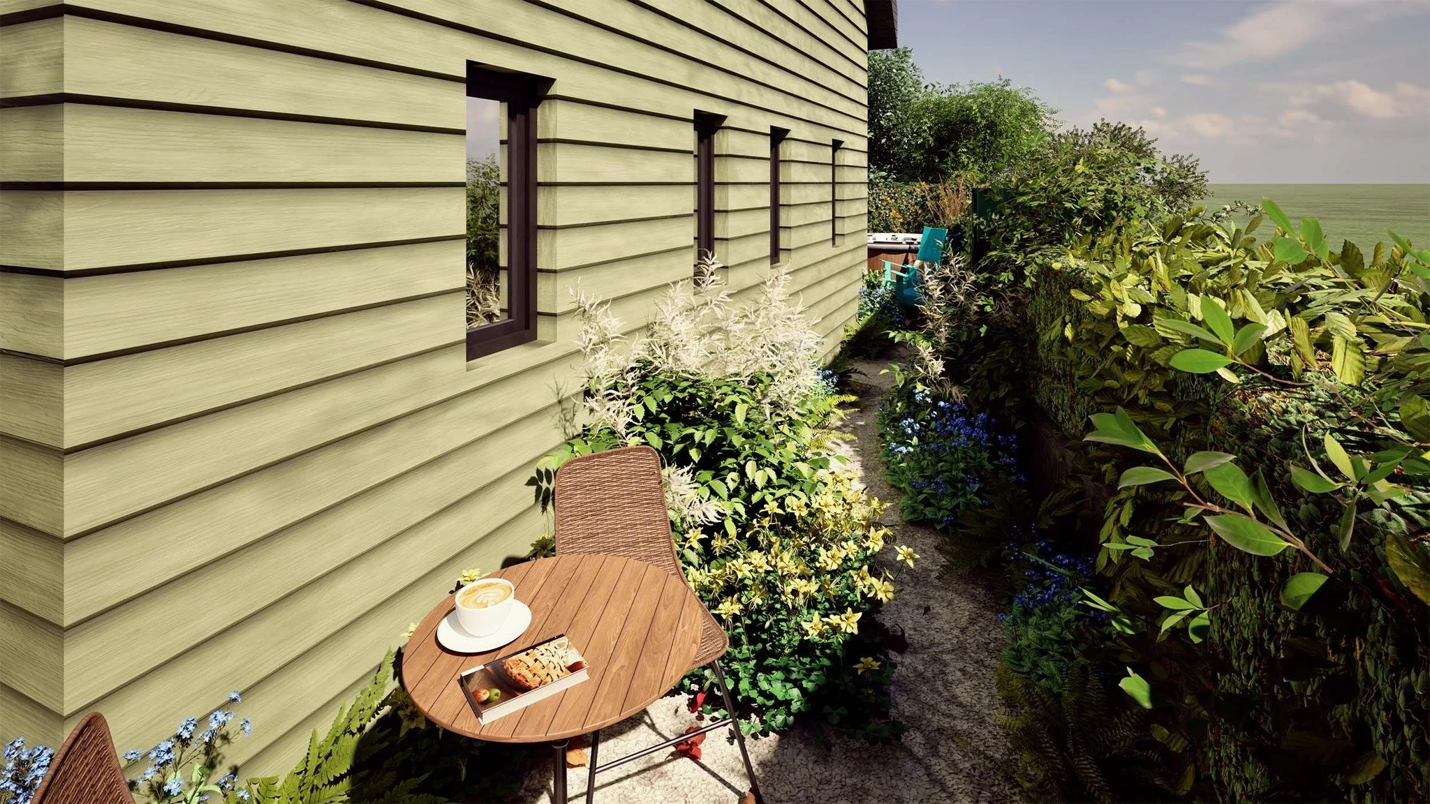 The location of the Eco Build Garden near the North Cornwall coast made it particularly prone to &lsquo;wind tunnel&rsquo; effects, especially down the side of the property. The planting design therefore had to be both beautiful and resilient.

A key