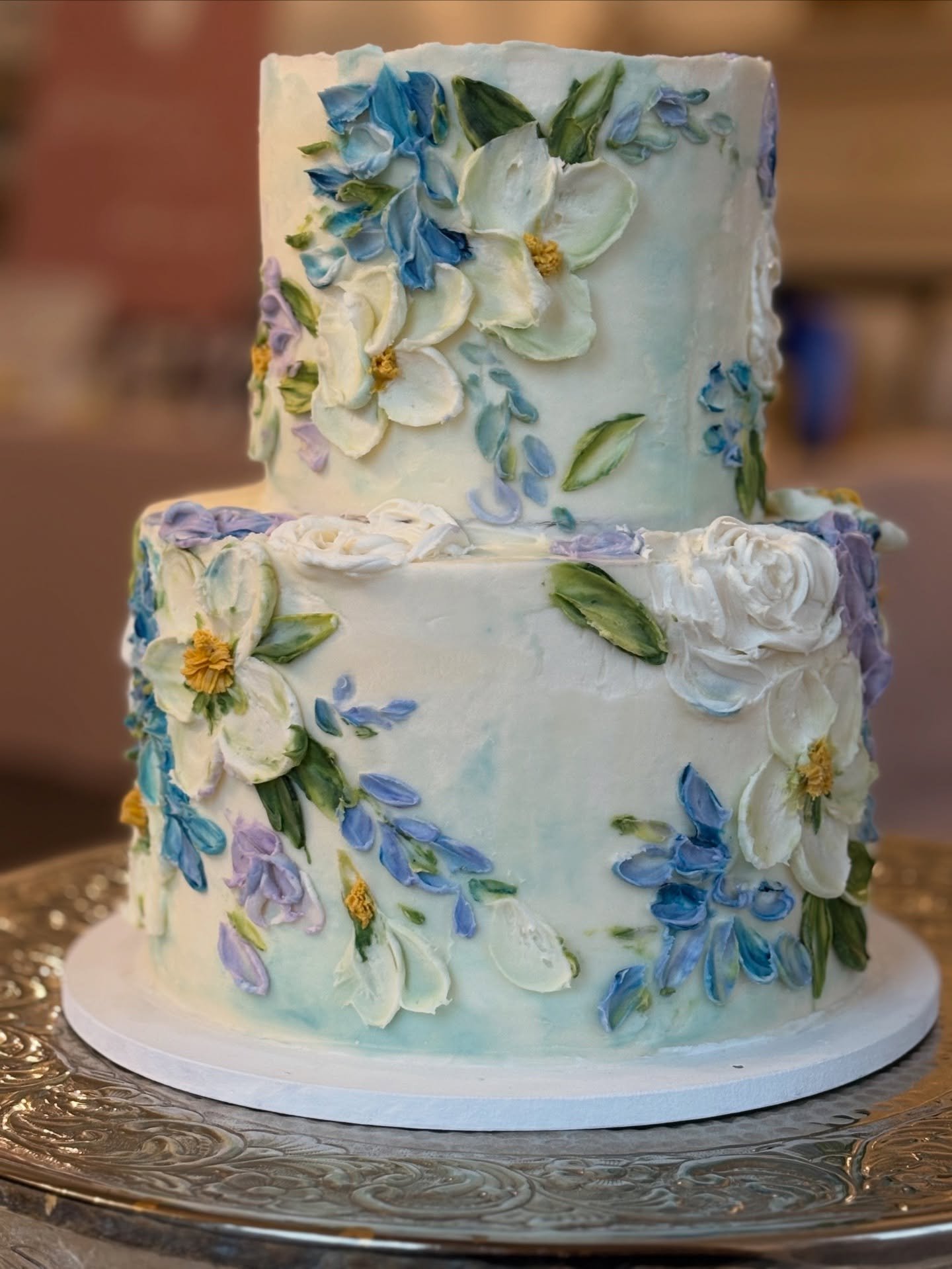 Bluesy palette knife cake for the Drumore tasting event