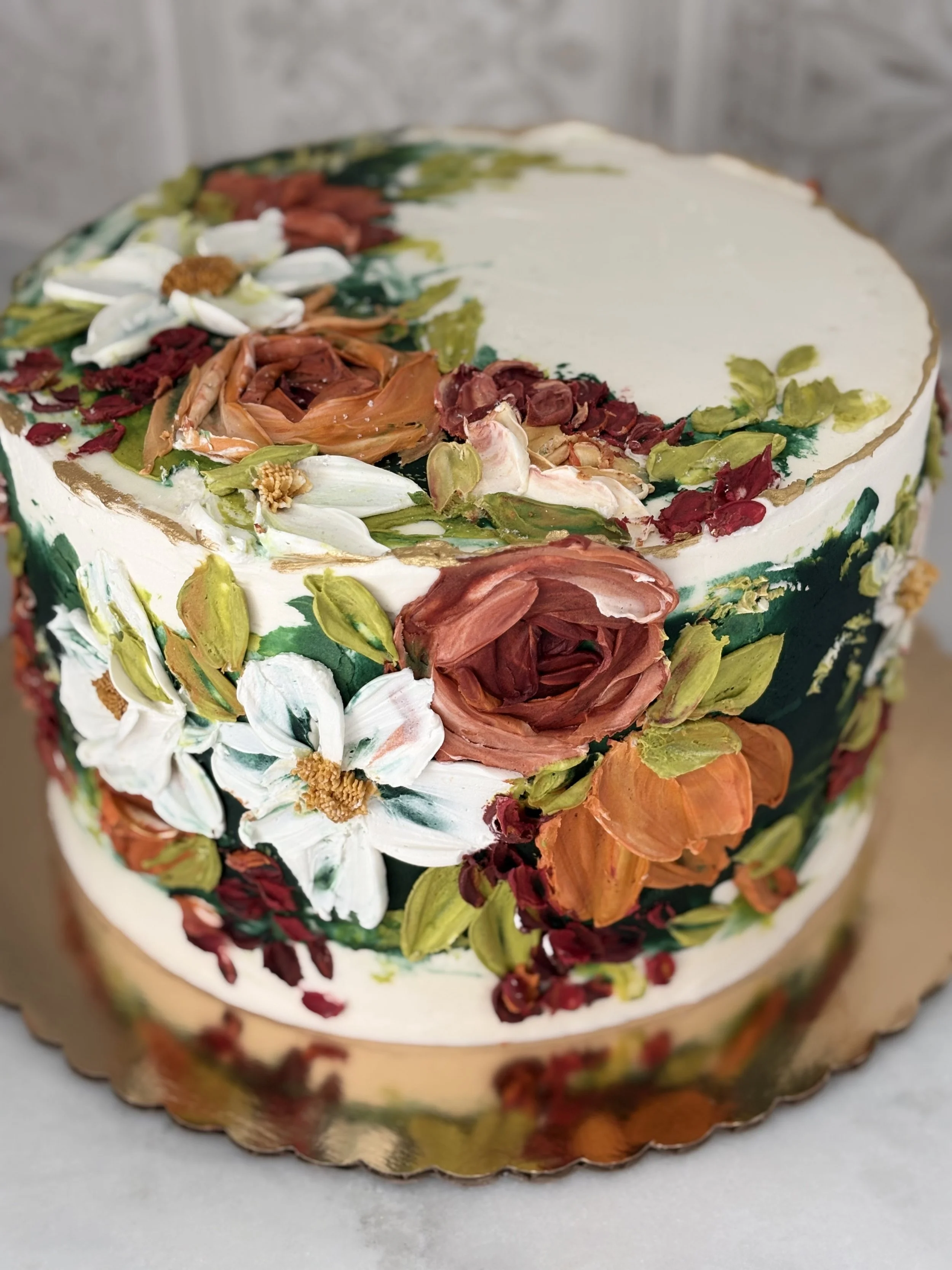 Dramatic Florals on Dark Green