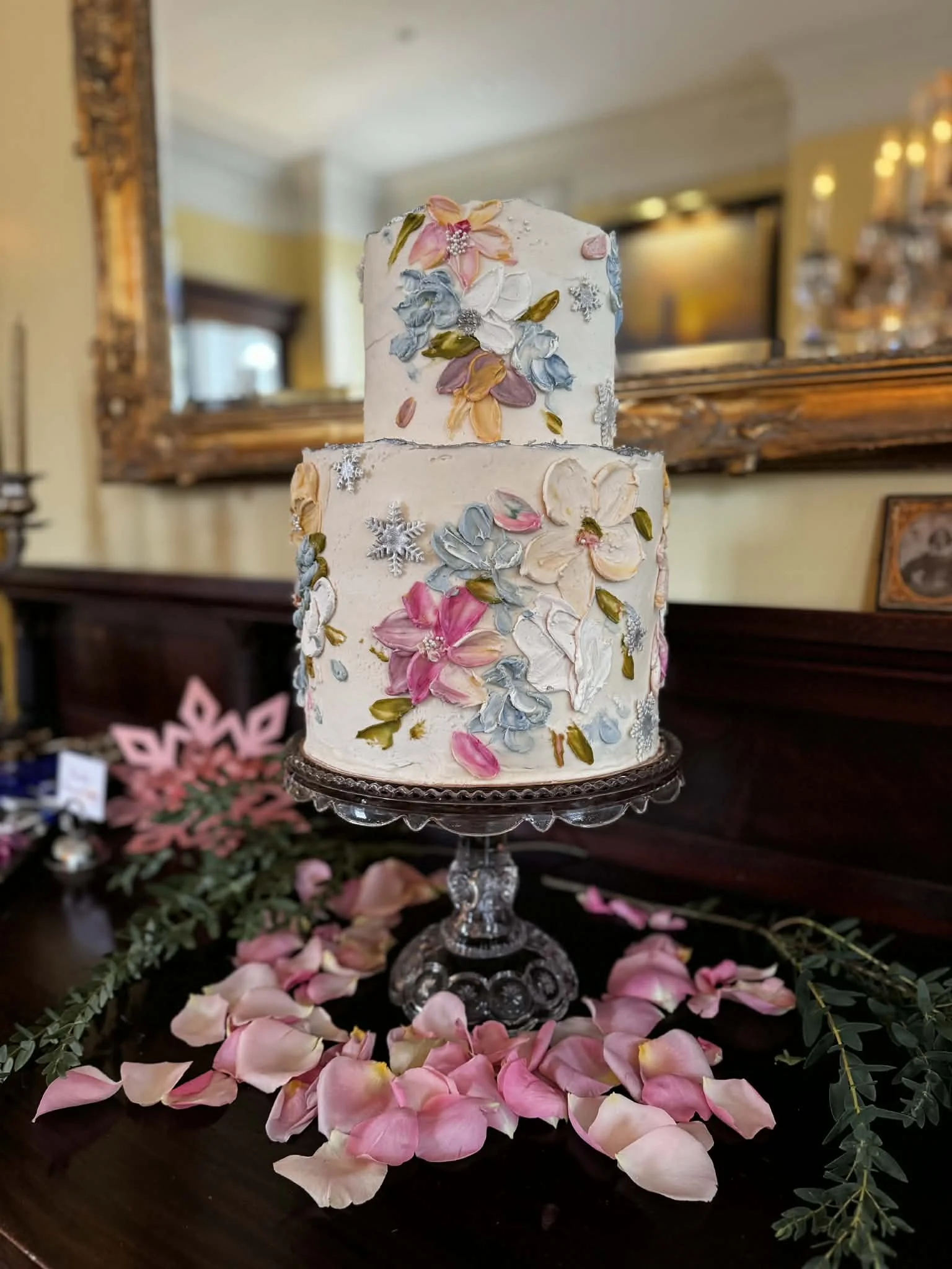 Pinks and blues, Palette knife buttercream
