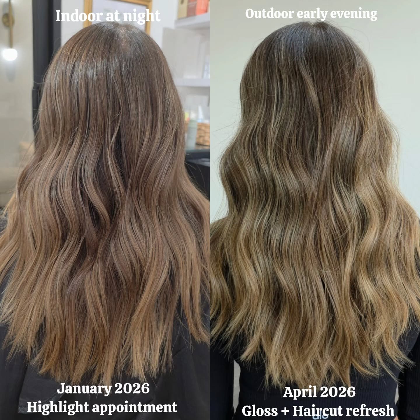 Let&rsquo;s talk about the difference in lighting ✨️

Same client. Same hair. Different lighting.

One side is taken inside my suite, and the other is taken right outside the building in natural light &mdash; and you can see how much lighting changes