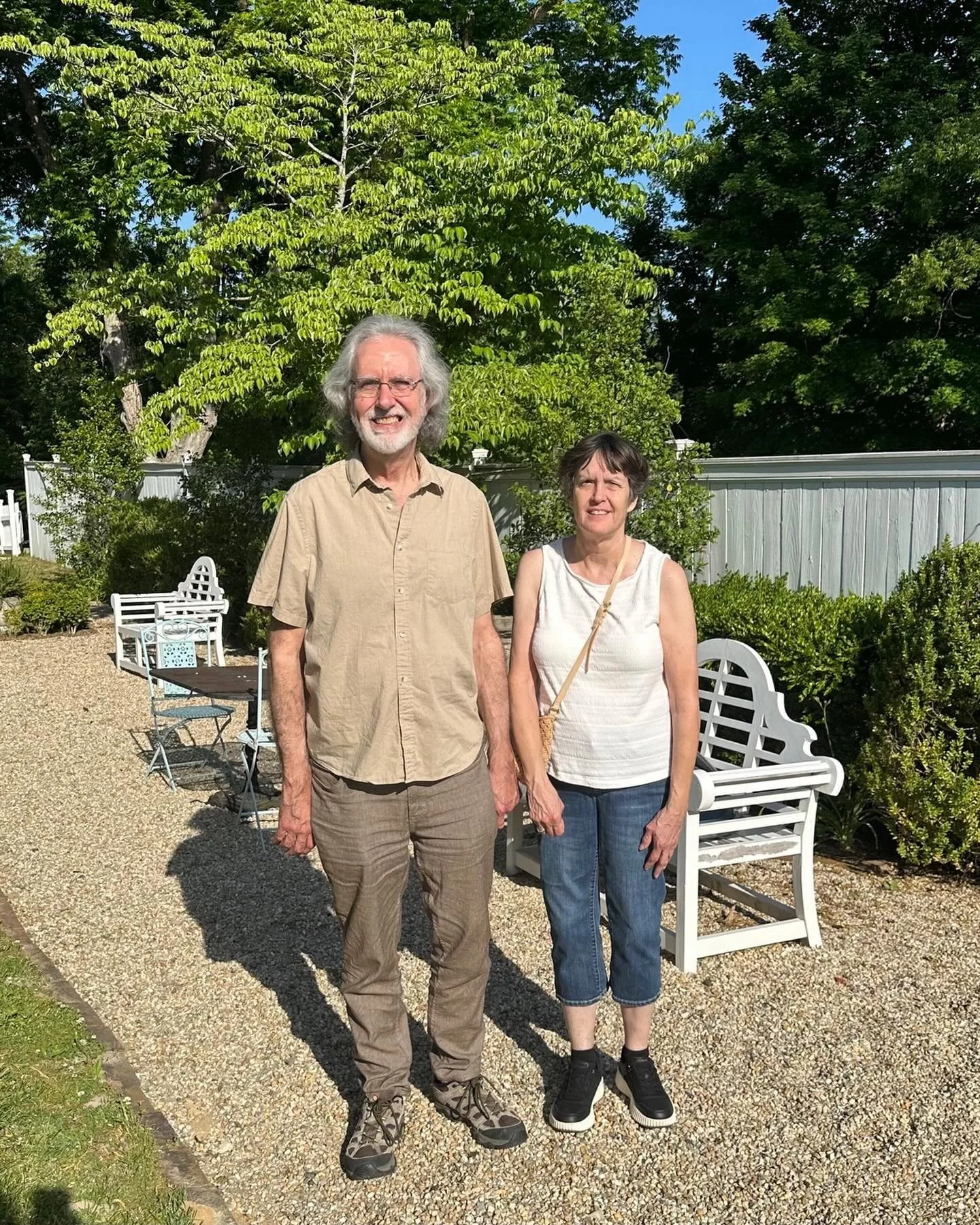What fun! Historic Texas power siblings visited Petersburg and Strawberry Hill this week! Dr. Kenneth Hafertepe, professor of museum studies at Baylor University, and his sister, Karen Hafertepe, Historic Waco Foundation staff member, came to check o