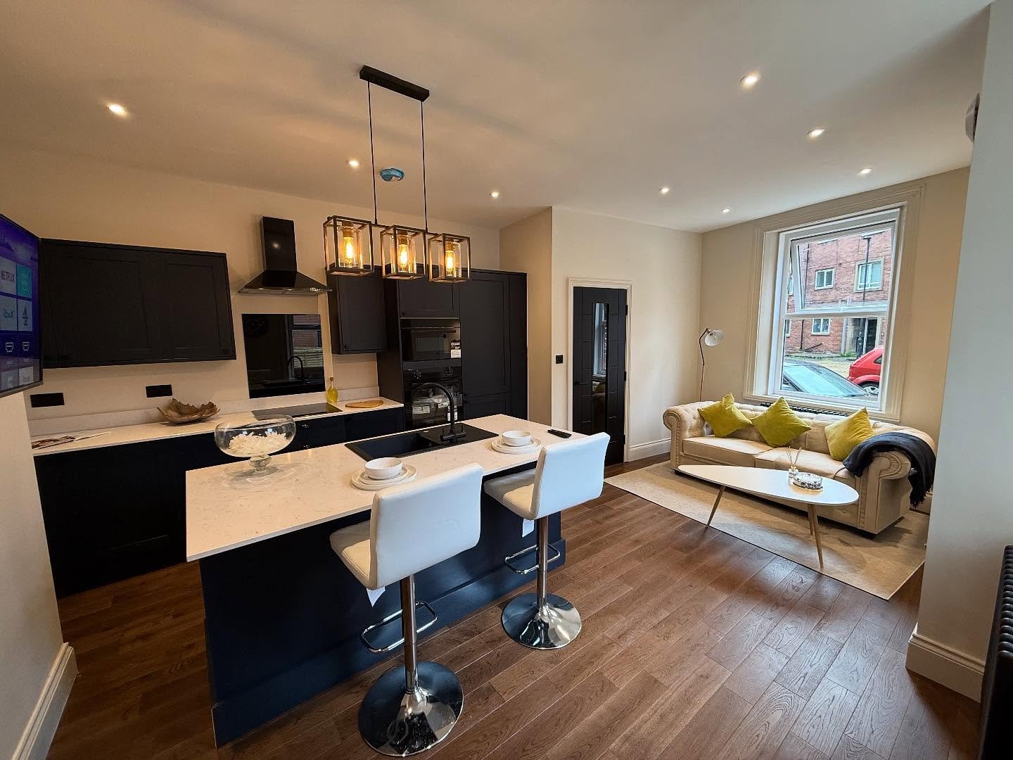 Another in house development all completed - 

The Gosforth homes team have totally transformed a very dated rental property into a spacious open plan one bed apartment. 

Tiles @tecazltd 
Kitchen @howdensjoinery 
Doors @twr.group 
Paint @johnstonesp