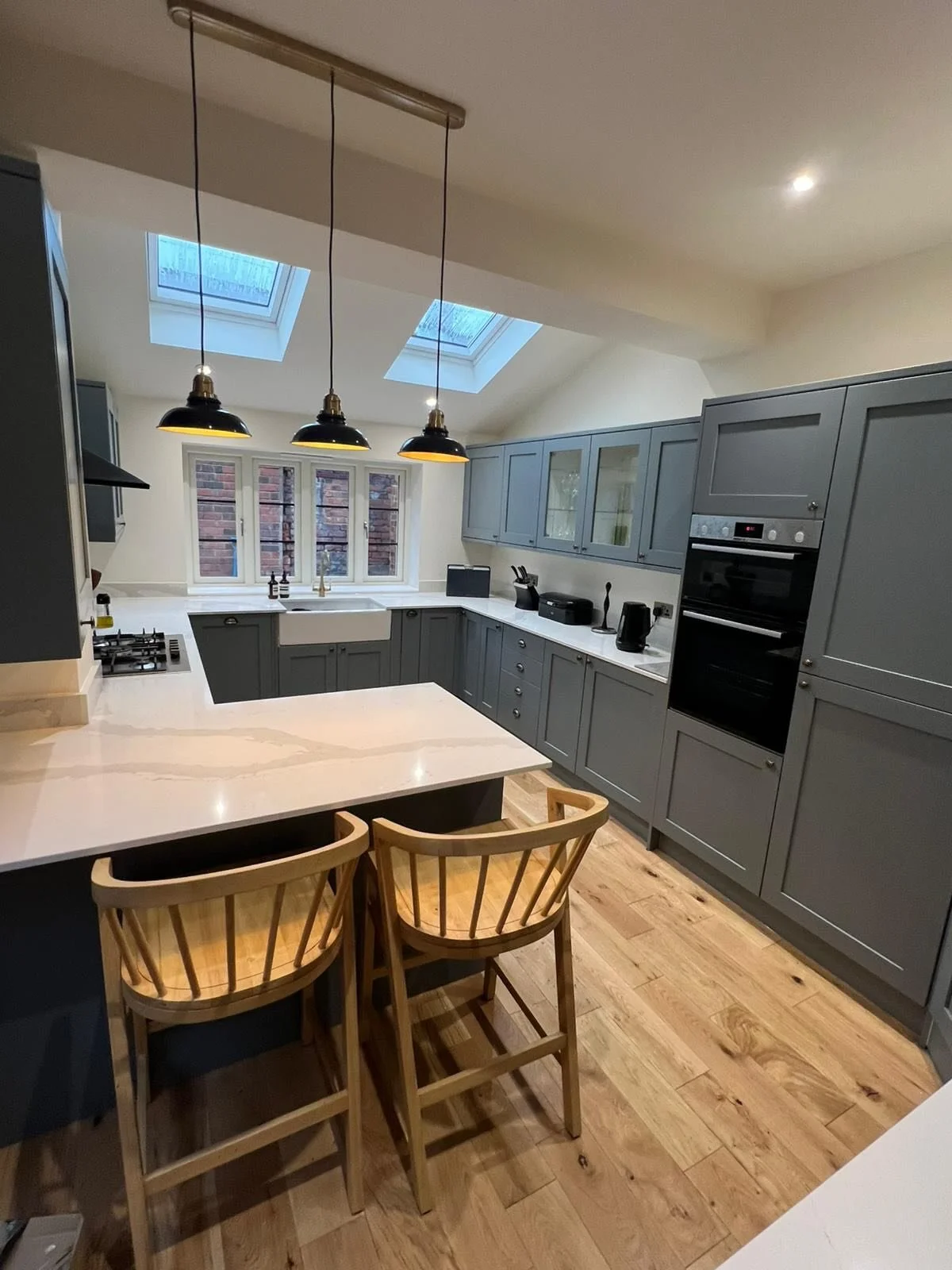 From bare ground to beautiful living space ✨ Gosforth Homes has just wrapped up a full turnkey single-storey extension &mdash; structural work, brickwork, boarding &amp; skimming, kitchen fitting, flooring, and a stunning timber window to finish it o