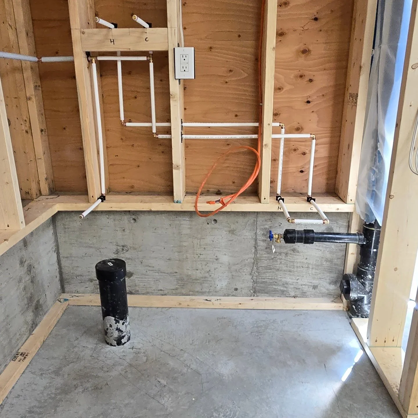 Bathroom rough-in for an accessory building at a property in Coquitlam