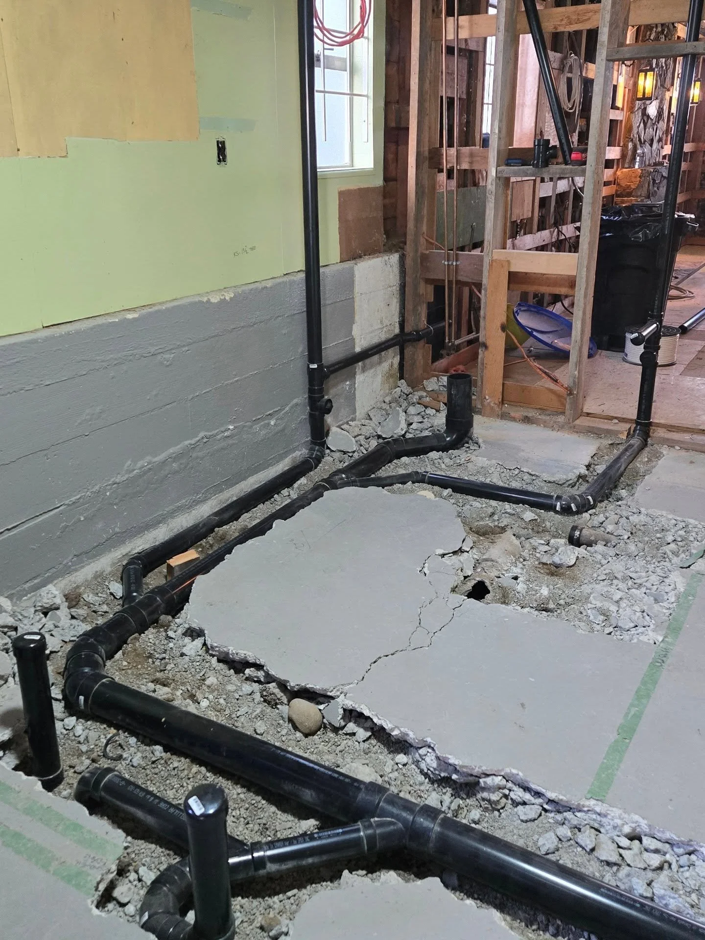 Under slab drainage roughed-in for this East Van basement renovation.