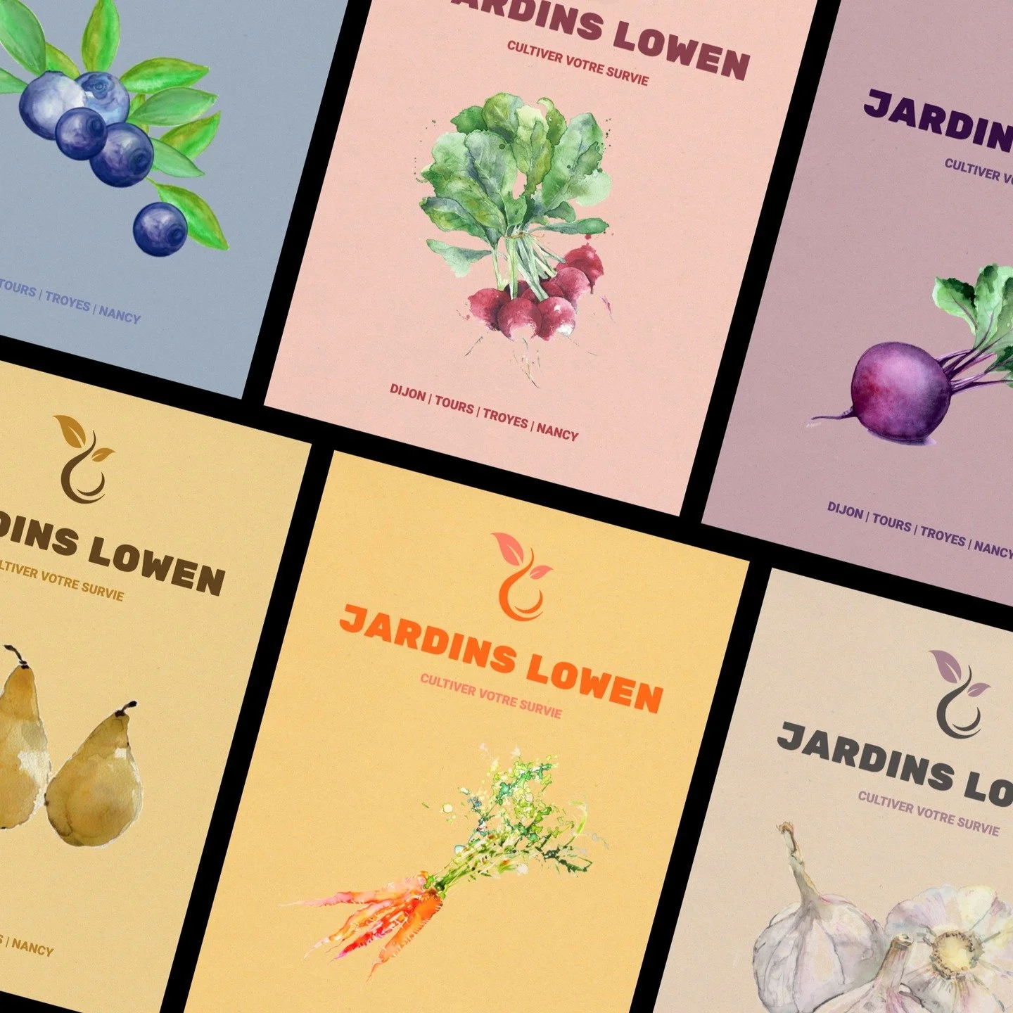 Les Jardins Lowen cultivent de nombreux fruits et l&eacute;gumes : tomates, melons, courgettes, poivrons, concombres, aubergines, &eacute;pinards, poireaux, navets, ail, salades, brocolis, asperges, carottes, c&eacute;leris, radis, betteraves, harico