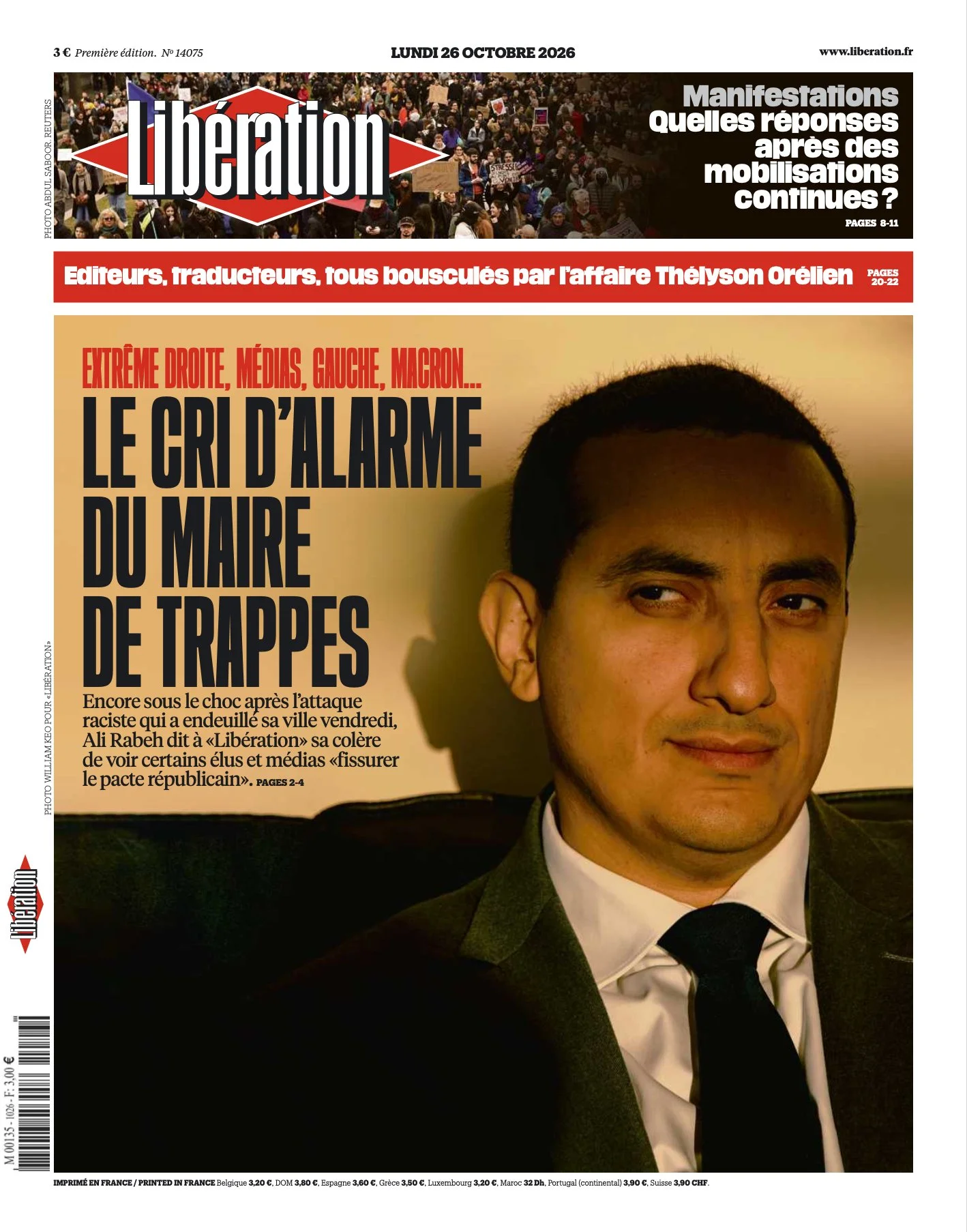Portrait of Ali Rabeh, mayor of Trappes for Libération's cover