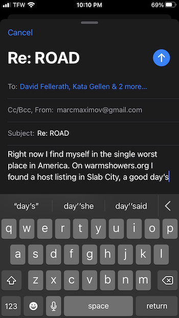 Emailing about my night with the vulgarians