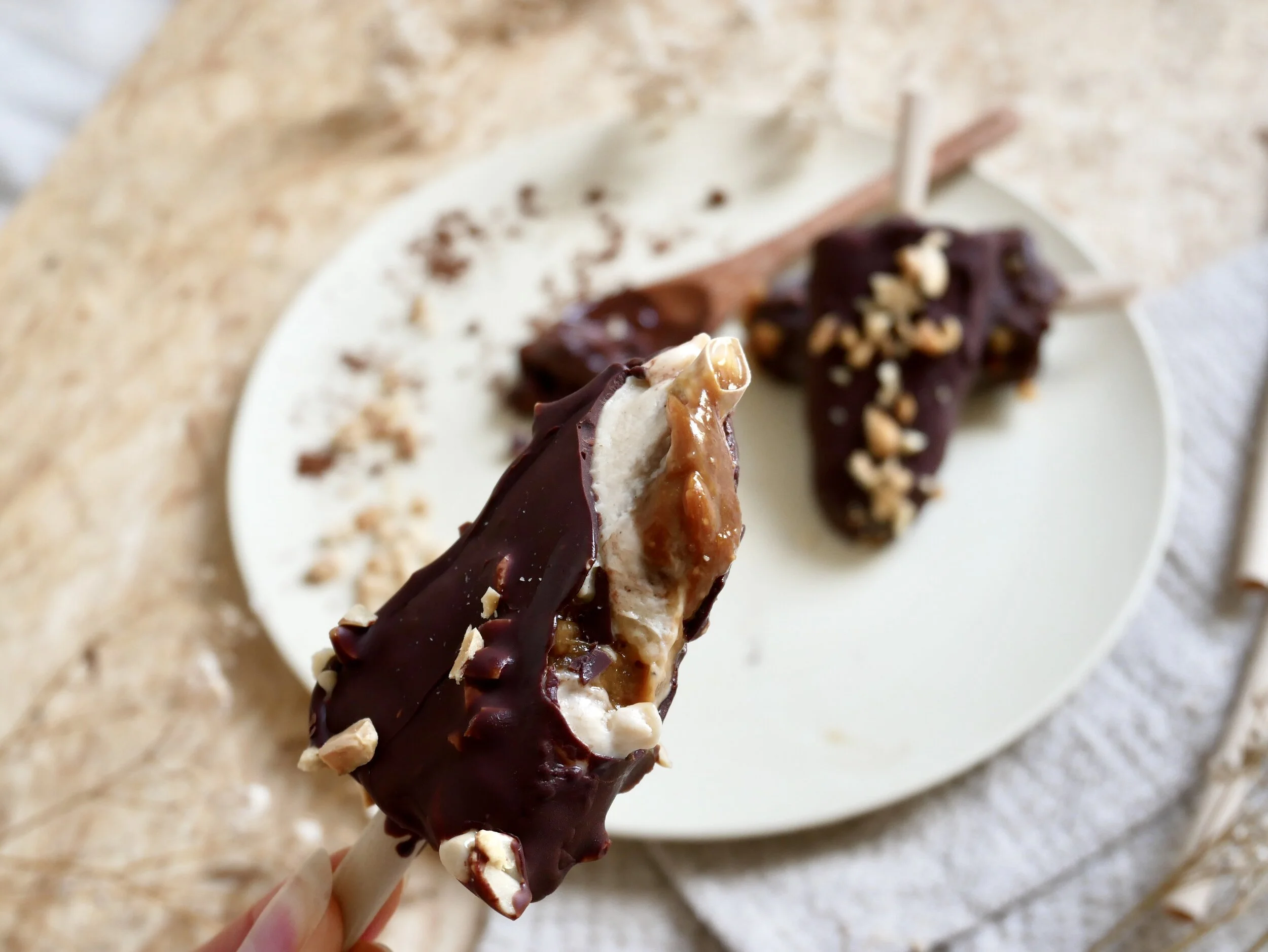 Vegan Peanut-Caramel Ice Cream with Chocolate (Vegan 'Snickers' Ice Cream Copycat Recipe!)