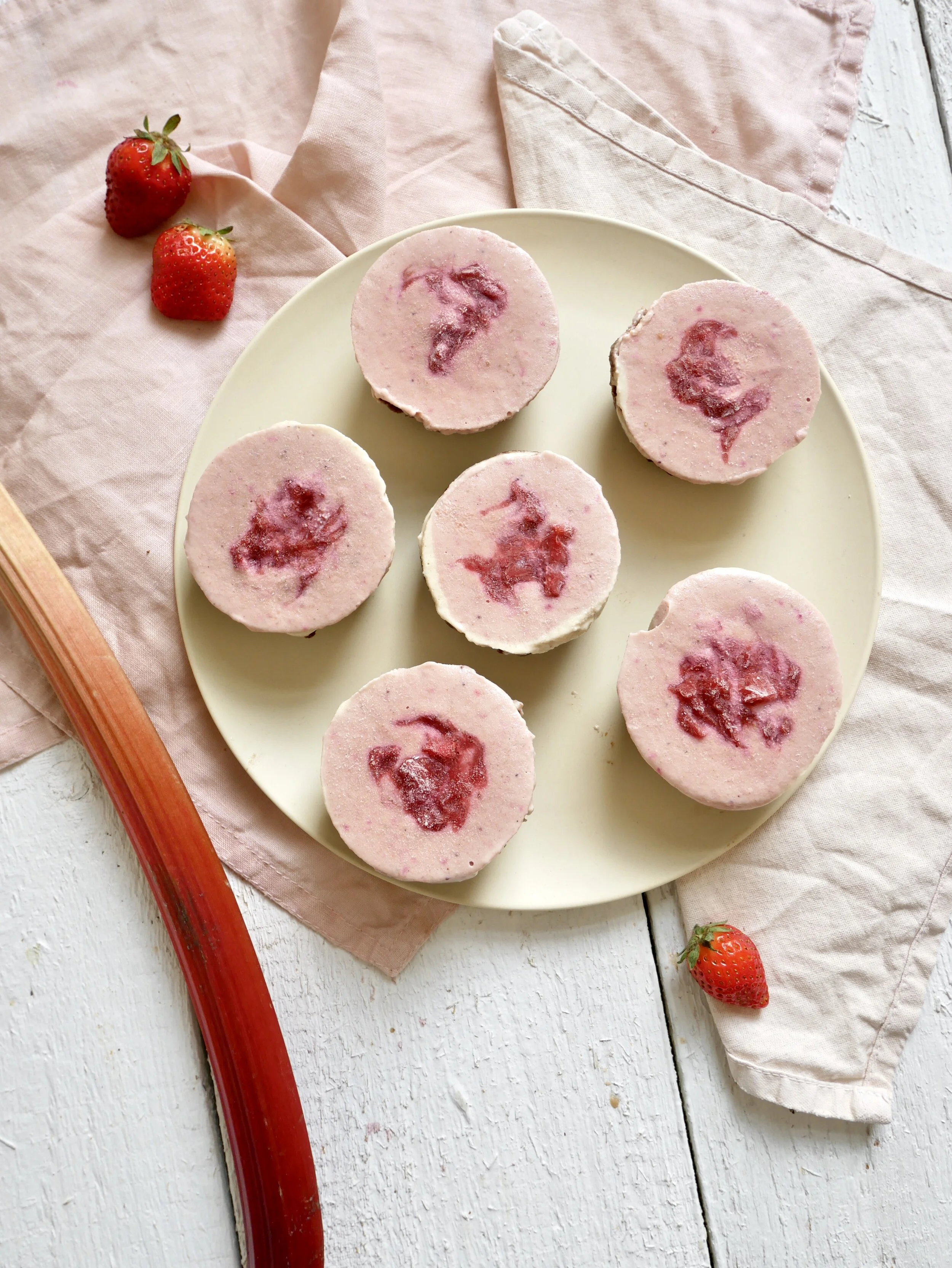 Vegan Strawberry Rhubarb Ice Cream Cakes 