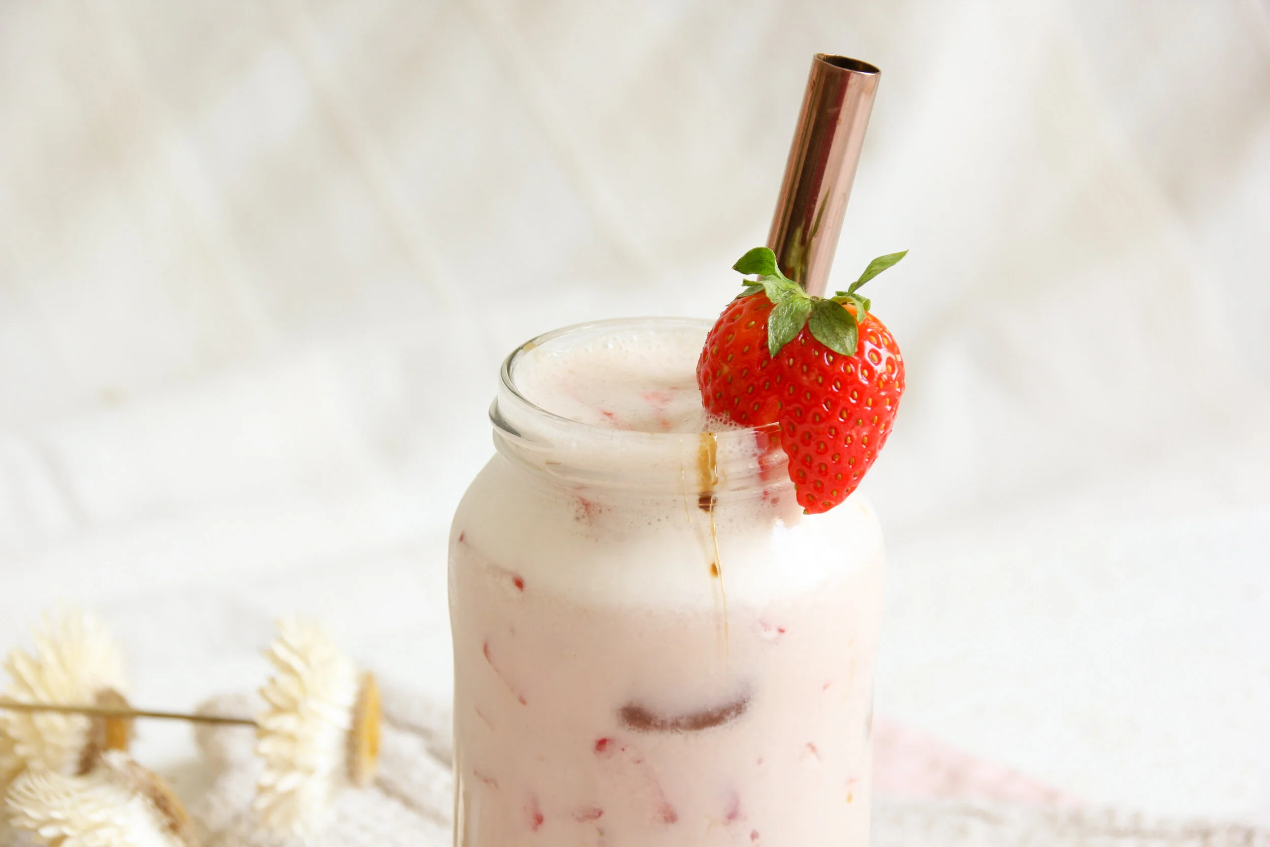 Vegan Strawberry Milk Boba