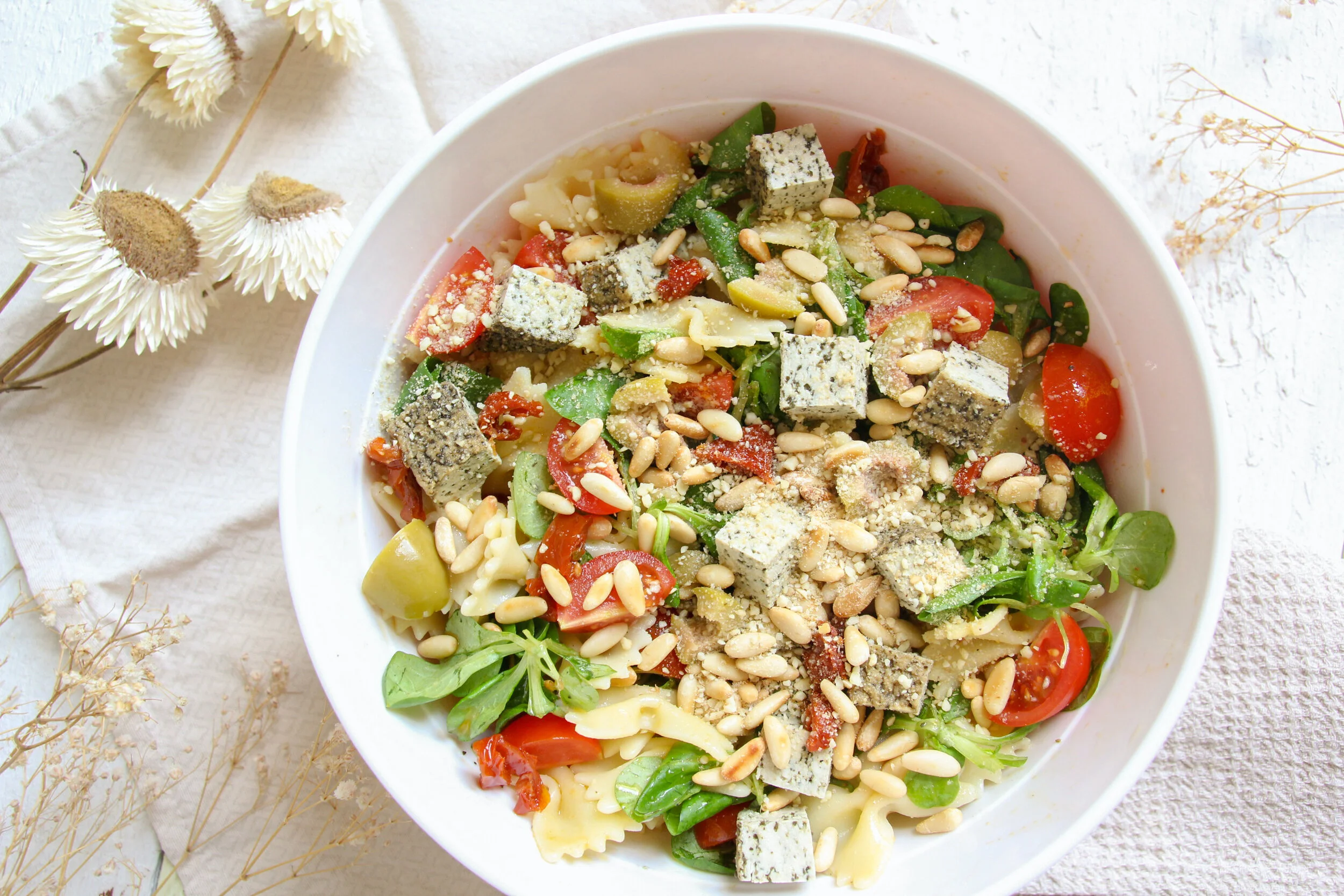 Vegan Pasta Salad with Sun-dried Tomatoes and Pesto