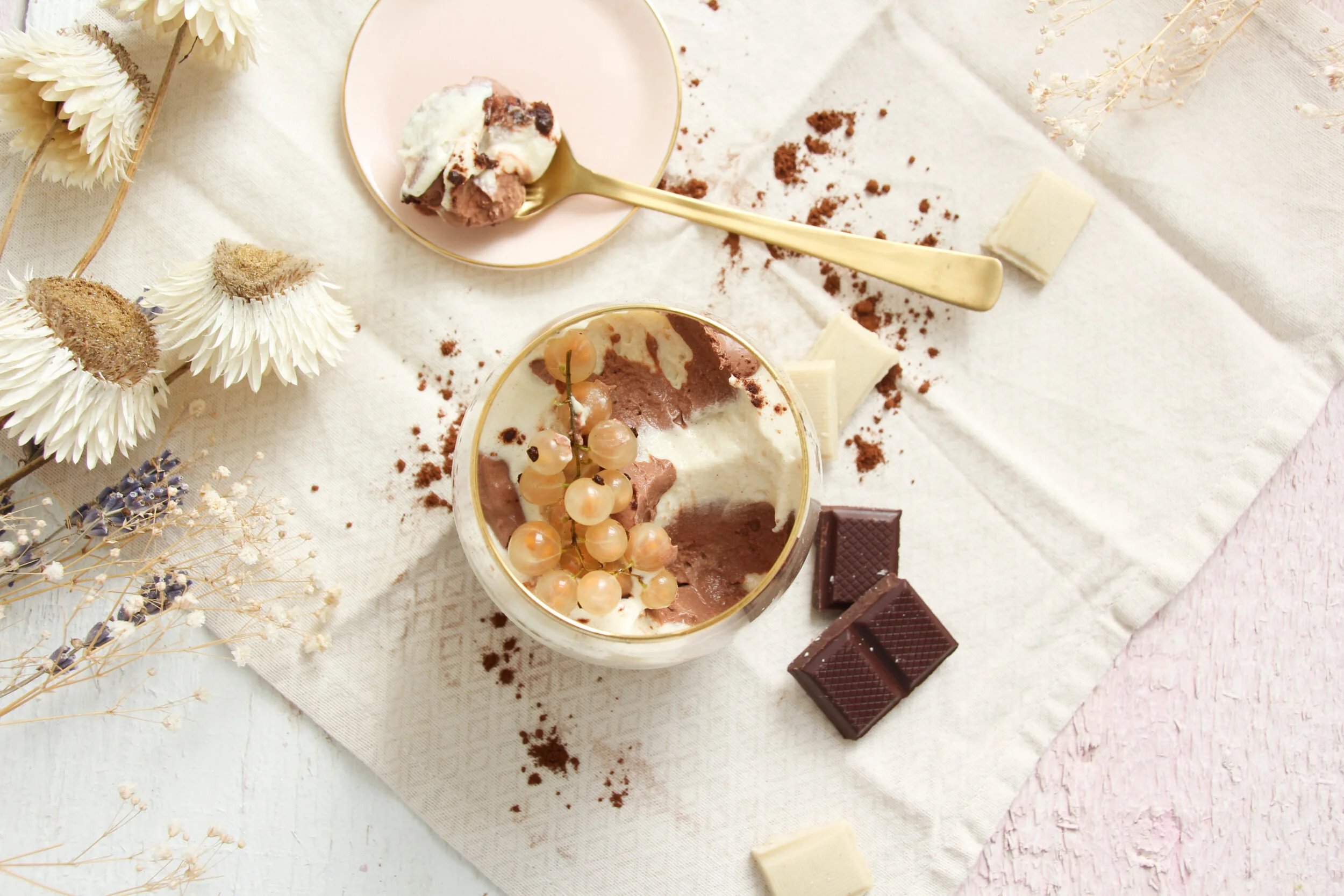 Vegan Chocolate-Vanilla Mousse Dessert with Silken Tofu