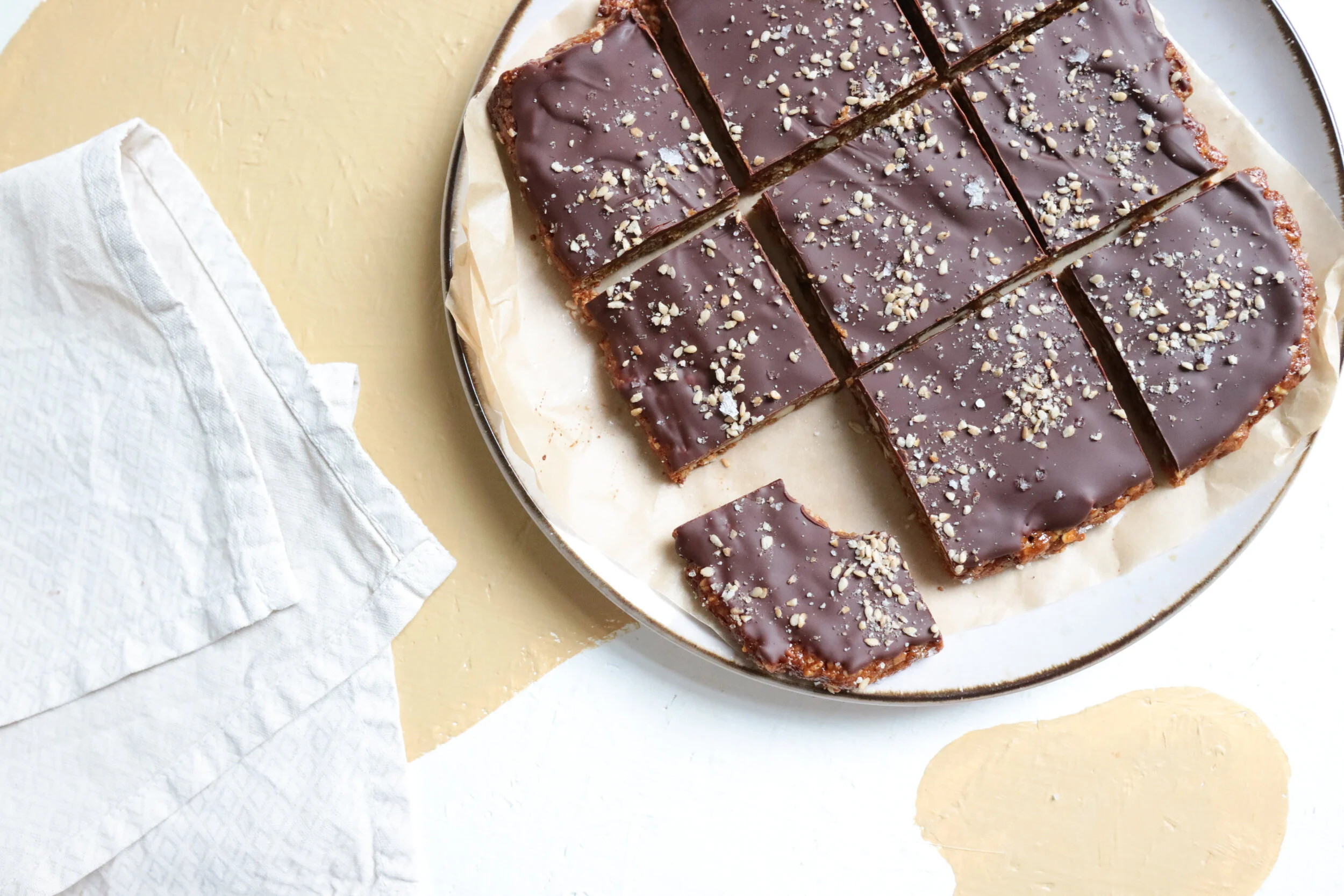 Sweet &amp; Salty Chocolate Tahini Squares with Coconut Blossom Syrup