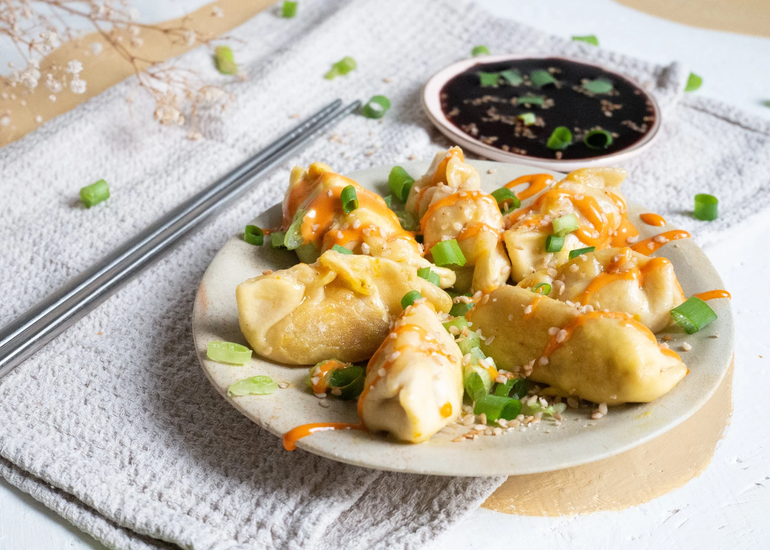 Vegan Pumpkin &amp; Pea Filled Dumplings