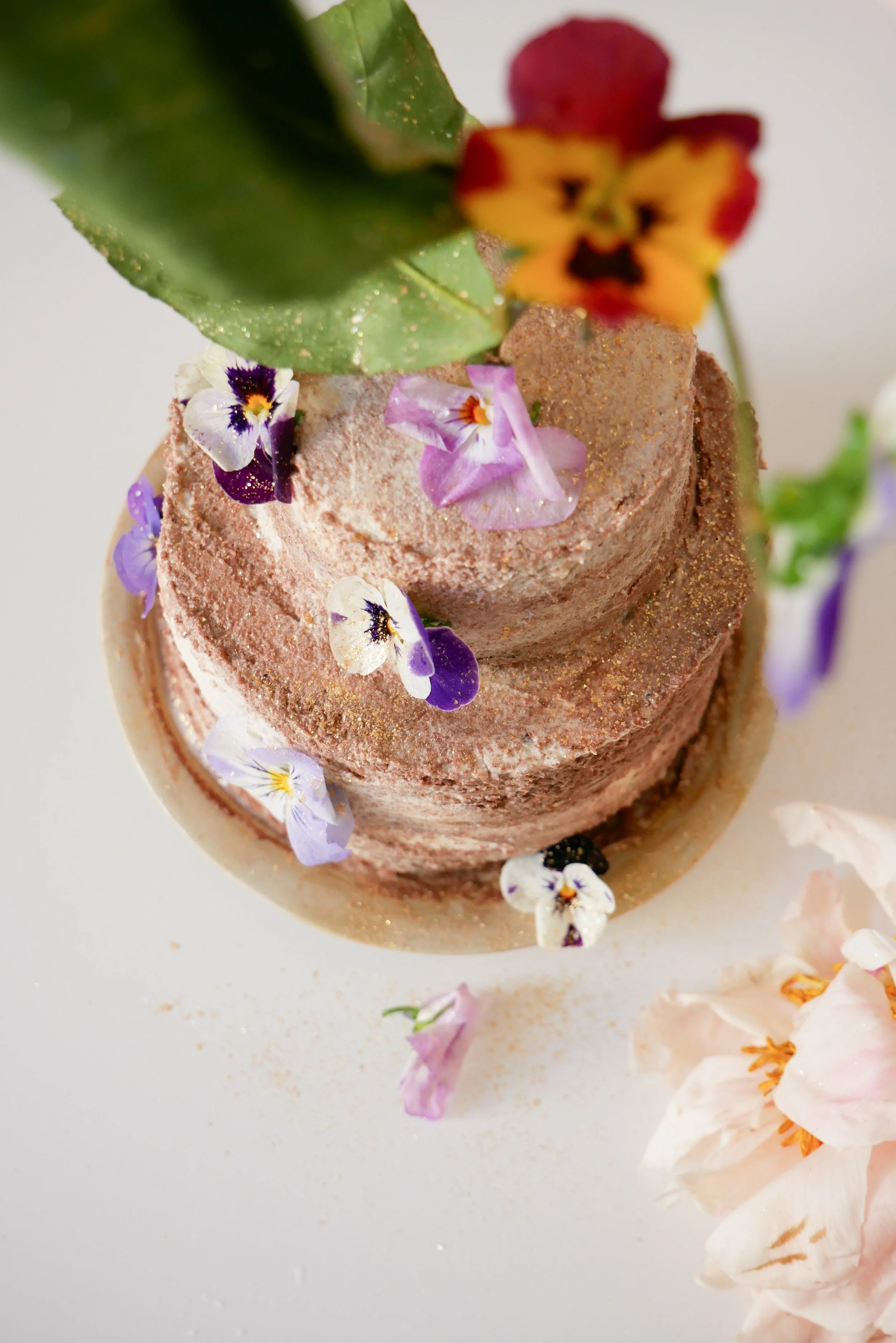 Circe's Cake (Marble Cake with Edible Flowers and Orange &amp; Peach Filling)