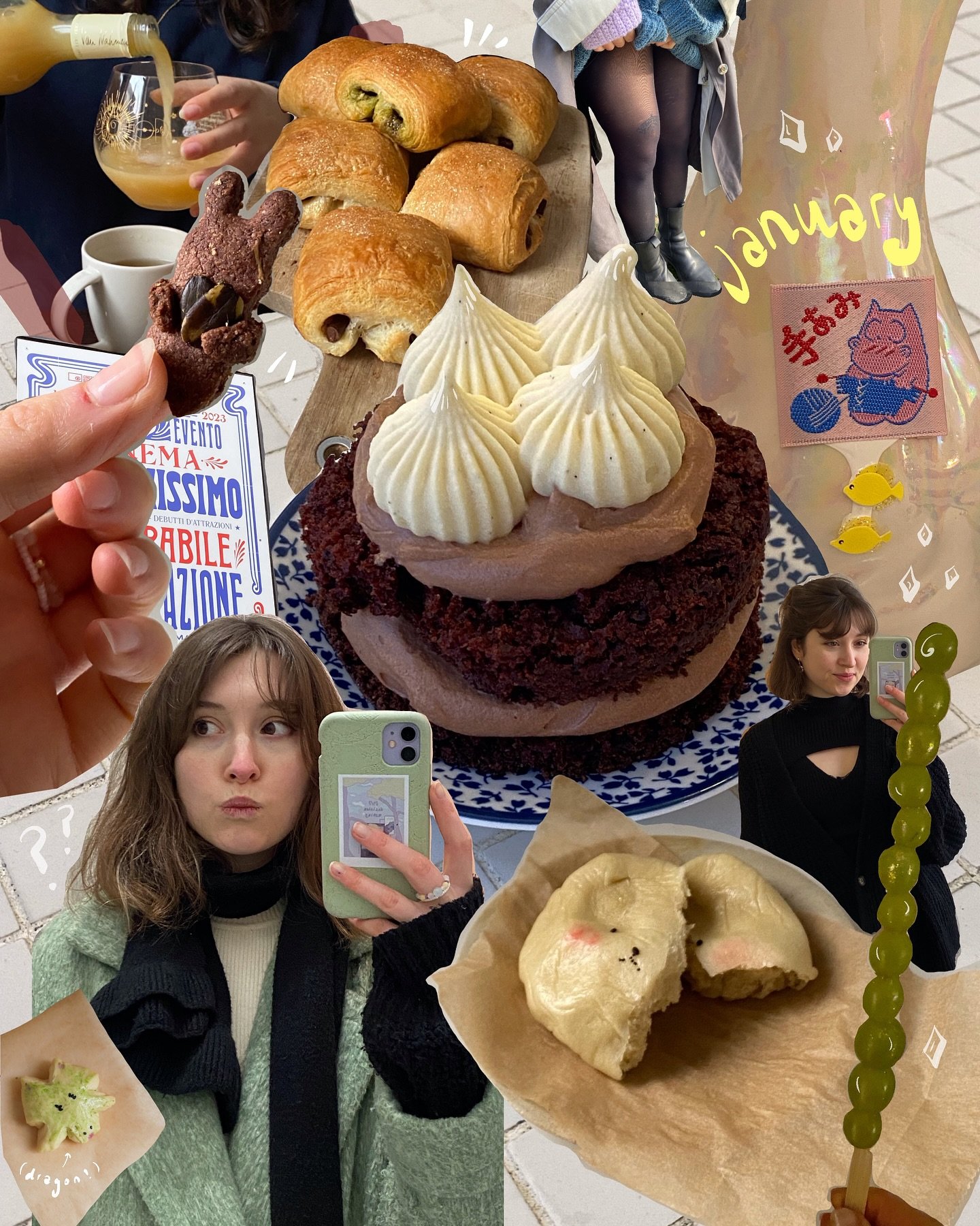 oh nothing just a little minimalistic 2024 recap collage two weeks into the new year ((((: ✨🍊🧶🐈🌰 
.
#2024recap #collage #digitalart #memoriess