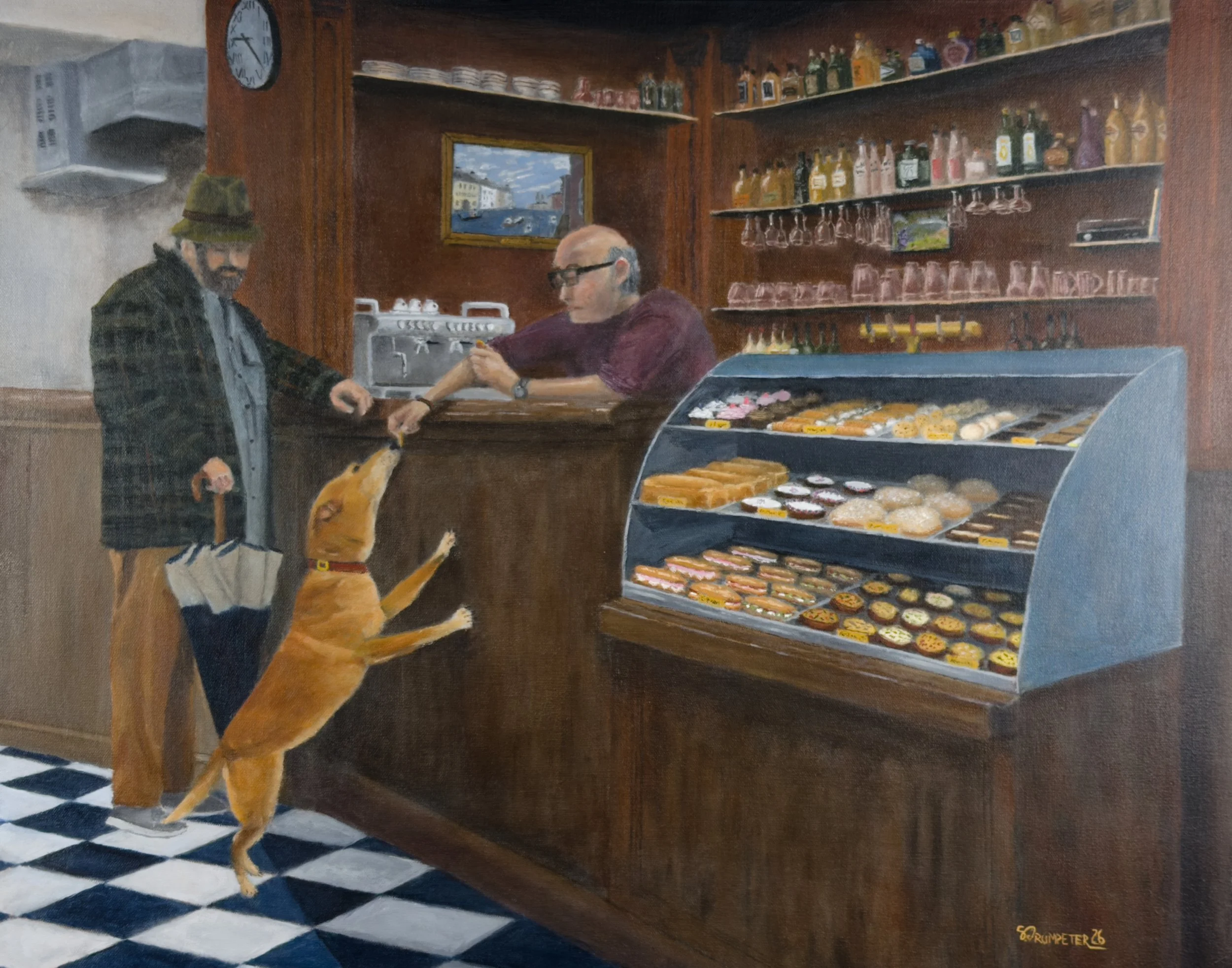 I Bravi Cani Ricevono I Premietti (Good Boys Get Treats) - 22" x 28" Oil on Canvas
