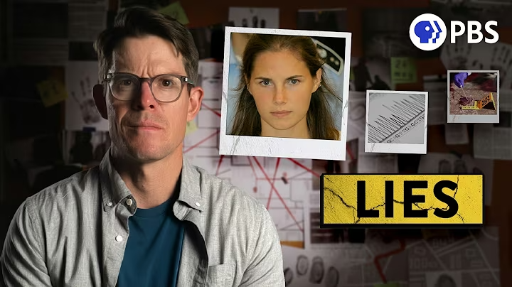 The YouTube thumbnail image from one of the episodes Molly wrote. Host Joe Hanson looks into camera with a perplexed look on his face. Behind and next to him are a collage of images related to crime cases and forensic evidence. 'LIES" is overlaid