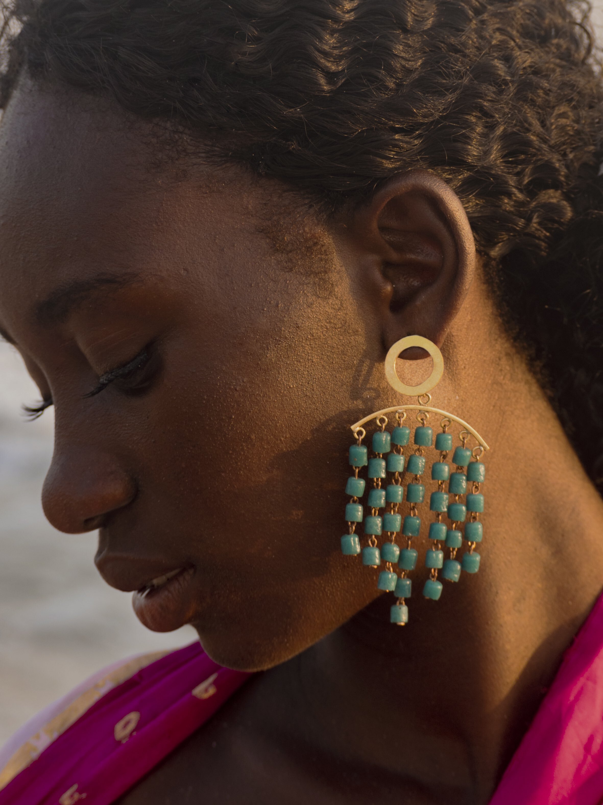 SIA EARRINGS - GLASS RECYCLED BEADS AND GOLD PLATED BRASS JEWELRY CRAFTED IN GHANA