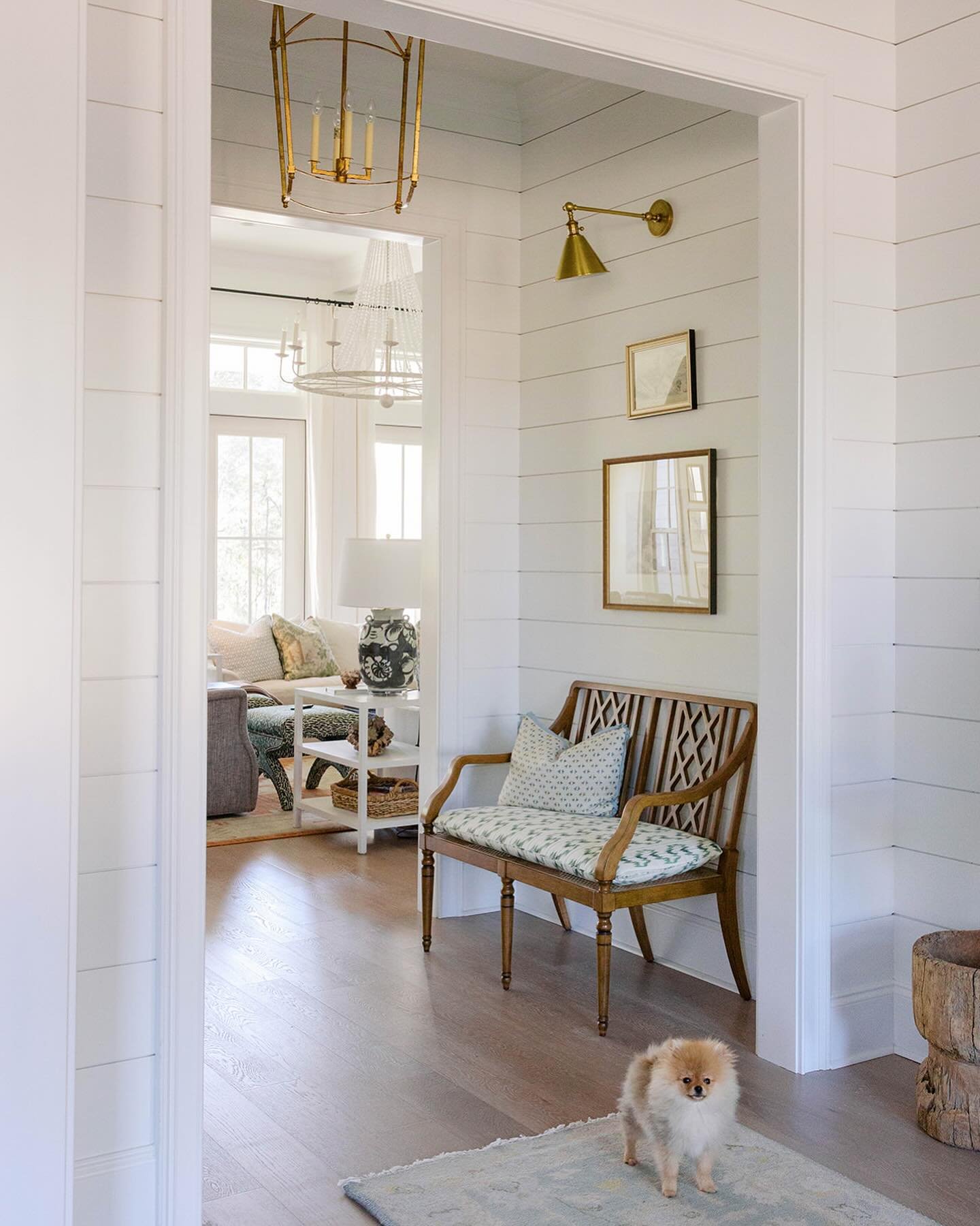 When we built our home, I knew I wanted a neutral palette that I could add different colors and patterns to over time. BM Chantilly Lace was the perfect bright white for our walls in the common areas and then we did pockets of color in other rooms. I