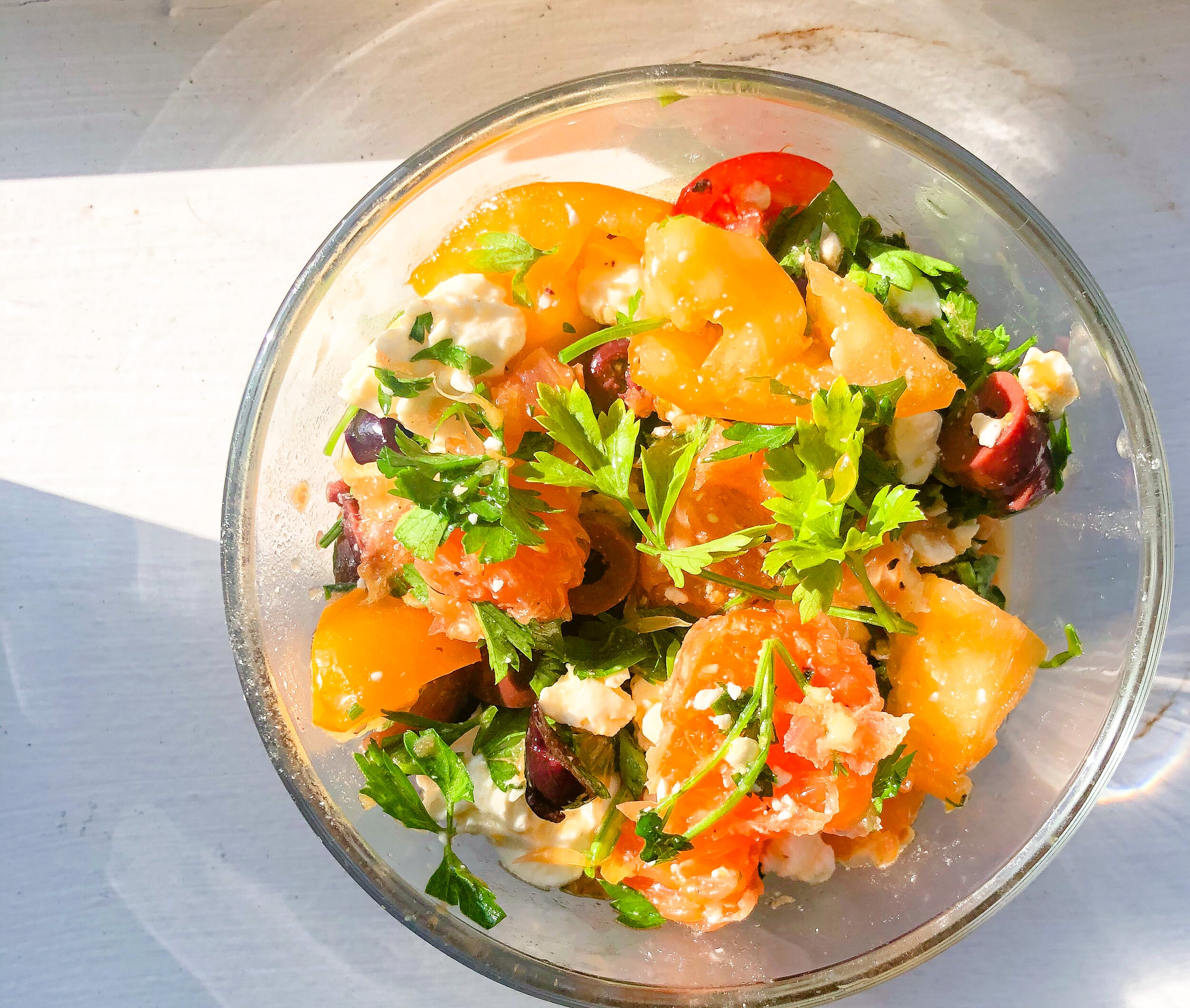 orange, parsley, + tomato salad