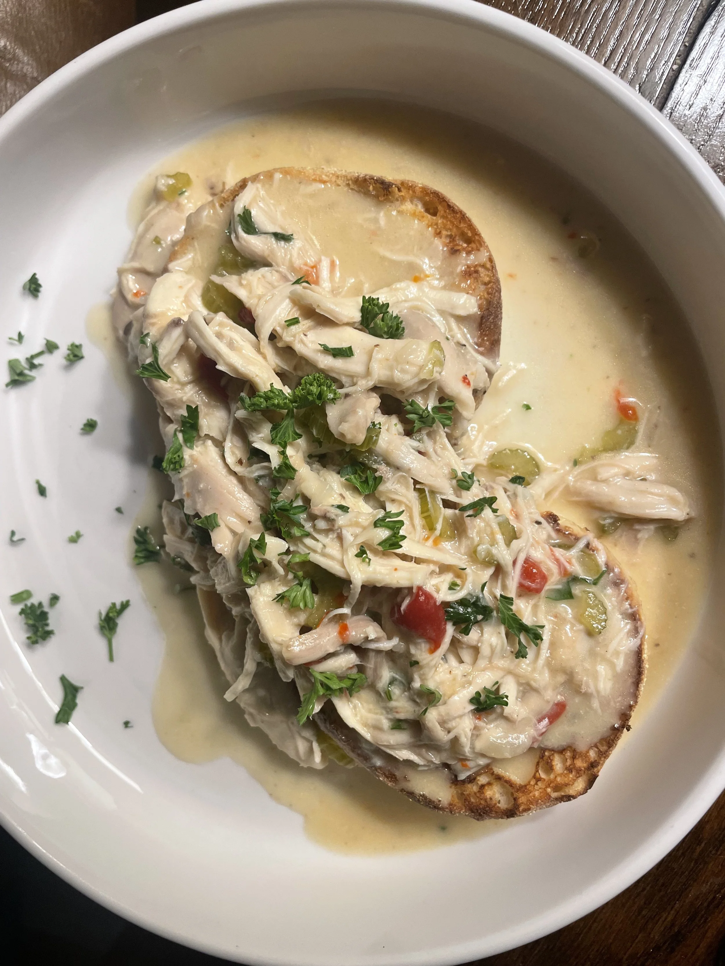 Creamed Chicken over English Muffins