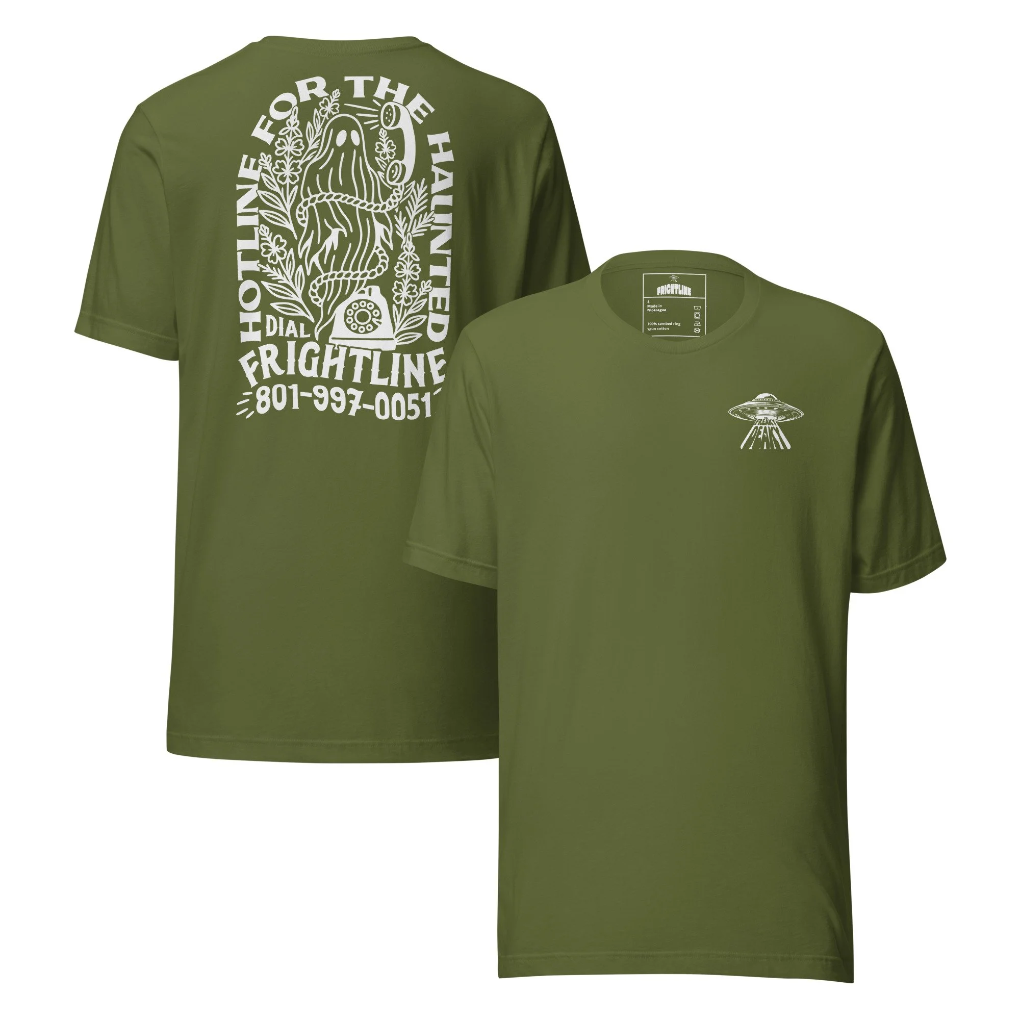 olive green ghost shirt