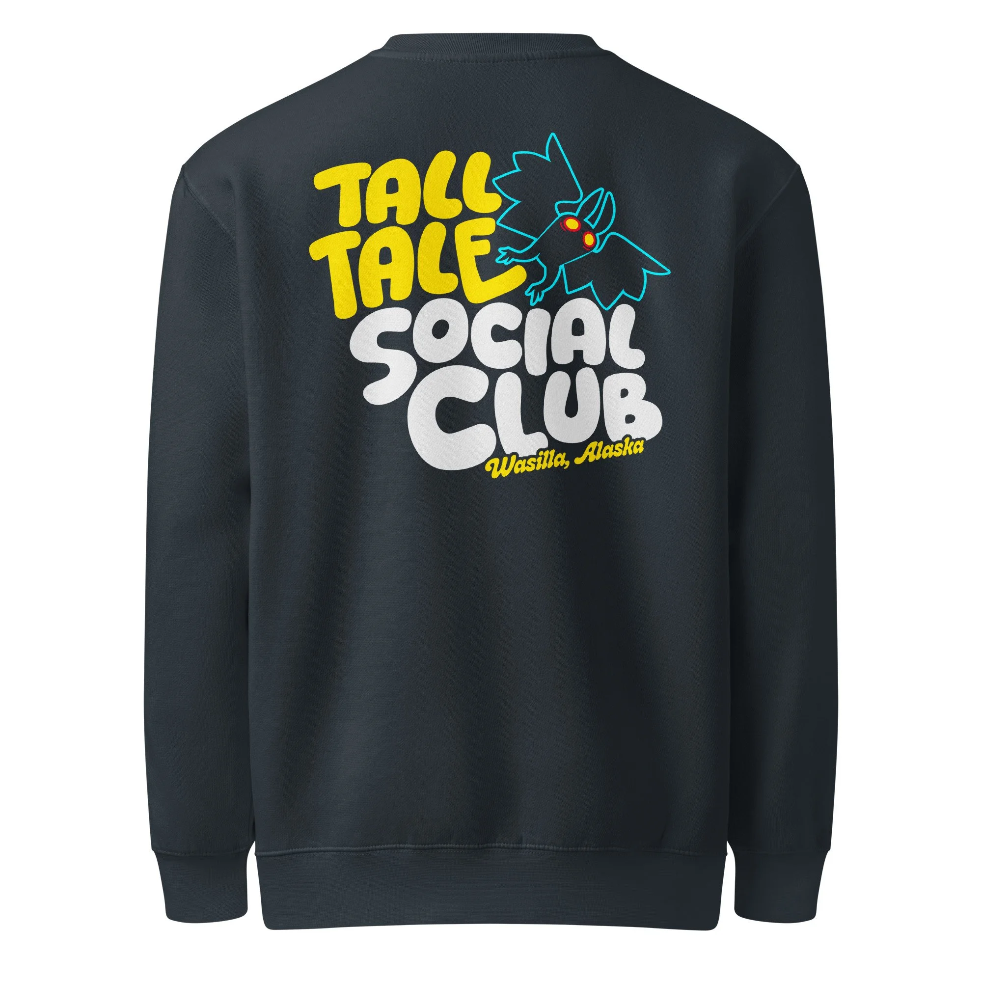 navy tall tale social club crewneck sweater